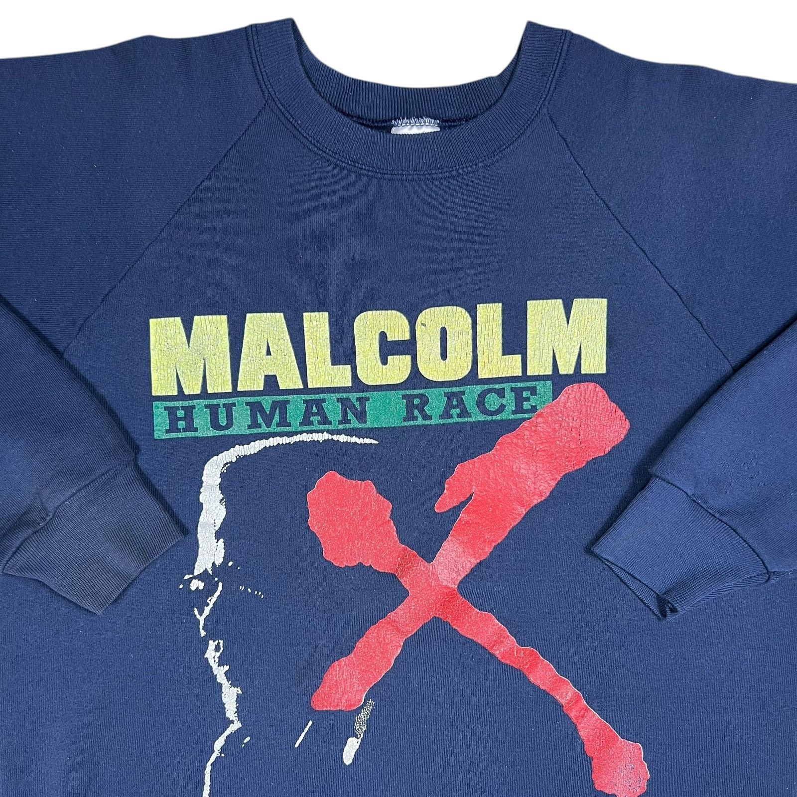Fruit Of The Loom × Vintage Vintage 80s Malcom X Human Race faded crewneck (M) Size US M / EU 48-50 / 2 - 2 Thumbnail