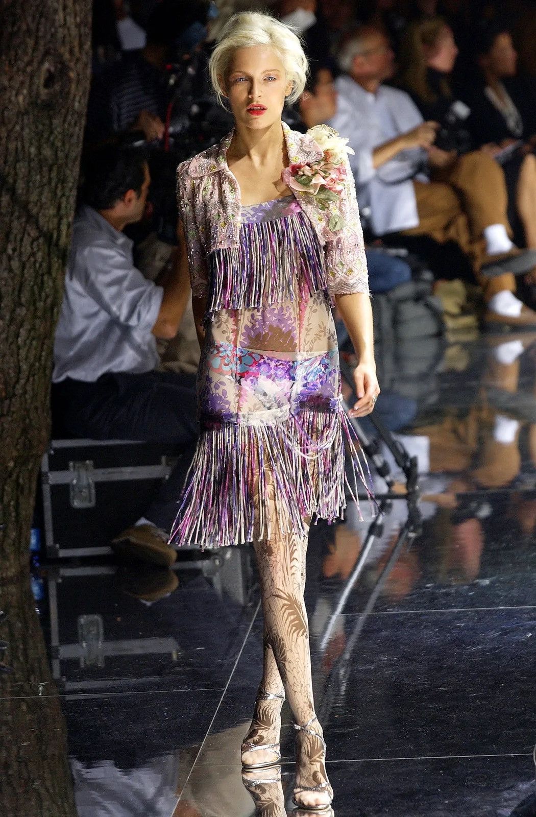 Dolce & Gabbana SS 2004 Dolce & Gabbana Silk Fringe Mesh Dress Size M / US 6-8 / IT 42-44 - 1 Thumbnail