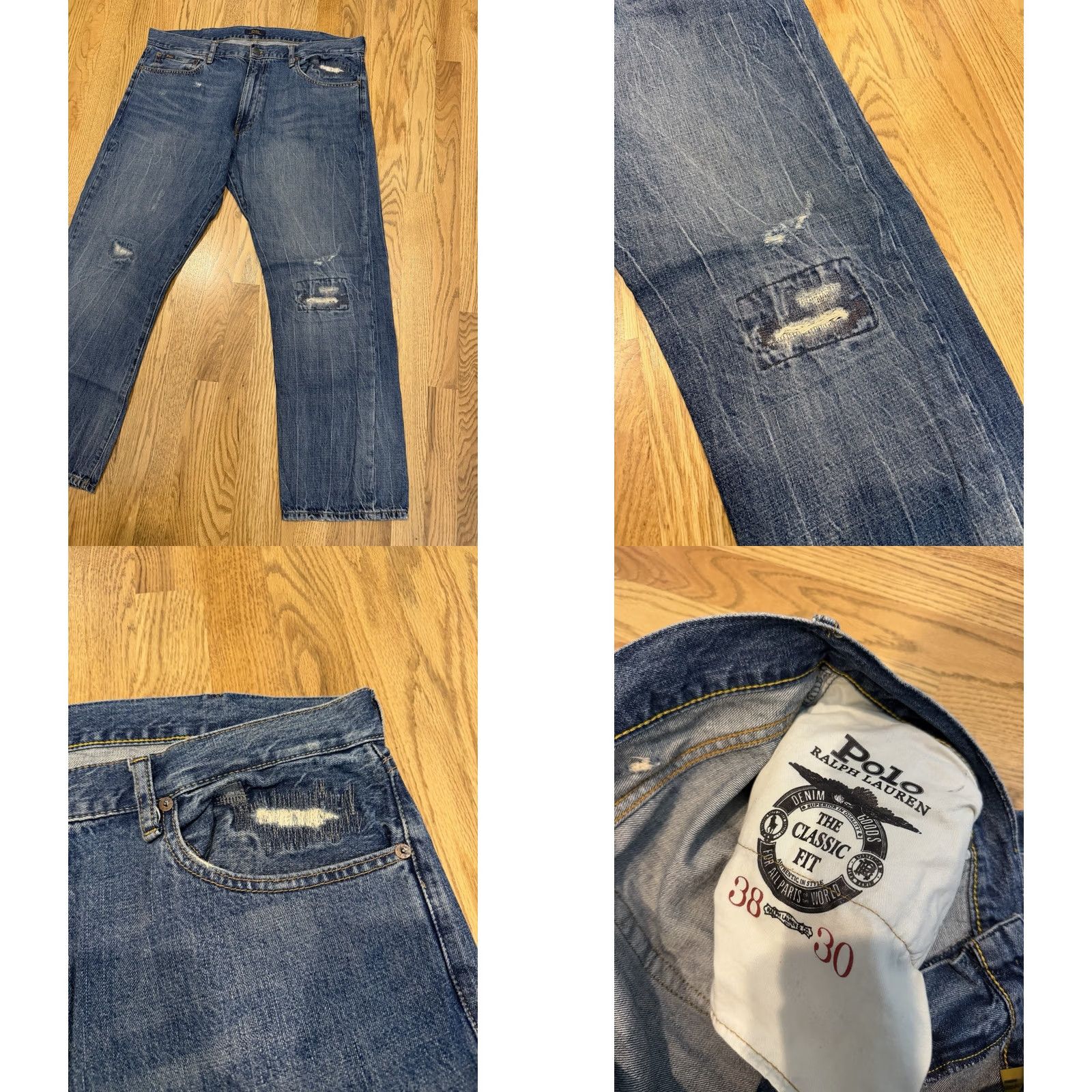 Polo Ralph Lauren Polo Ralph Lauren Jeans Men Distressed Classic Fit 5-Pocket Denim Straight Blue 38x30 Regular Inseam 30 Logo Vintage Style Size US M / EU 48-50 / 2 - 8 Thumbnail