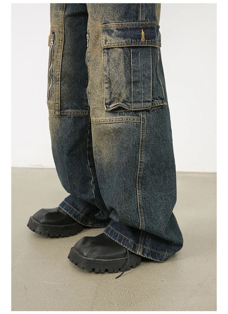 Japanese Brand × Vintage Baggy Washed Multi-Pocket Zipper Cargo Jeans Size US 30 / EU 46 - 5 Thumbnail