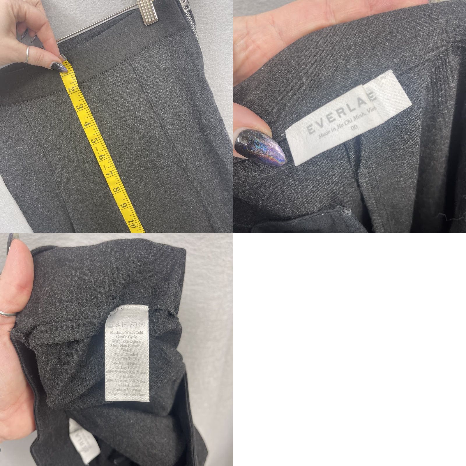 Everlane Everlane Pants Womens Charcoal Straight Leg Side Zip Career Stretch 00 Regular Cropped Size 24" / US 00 / IT 34 - 9 Thumbnail