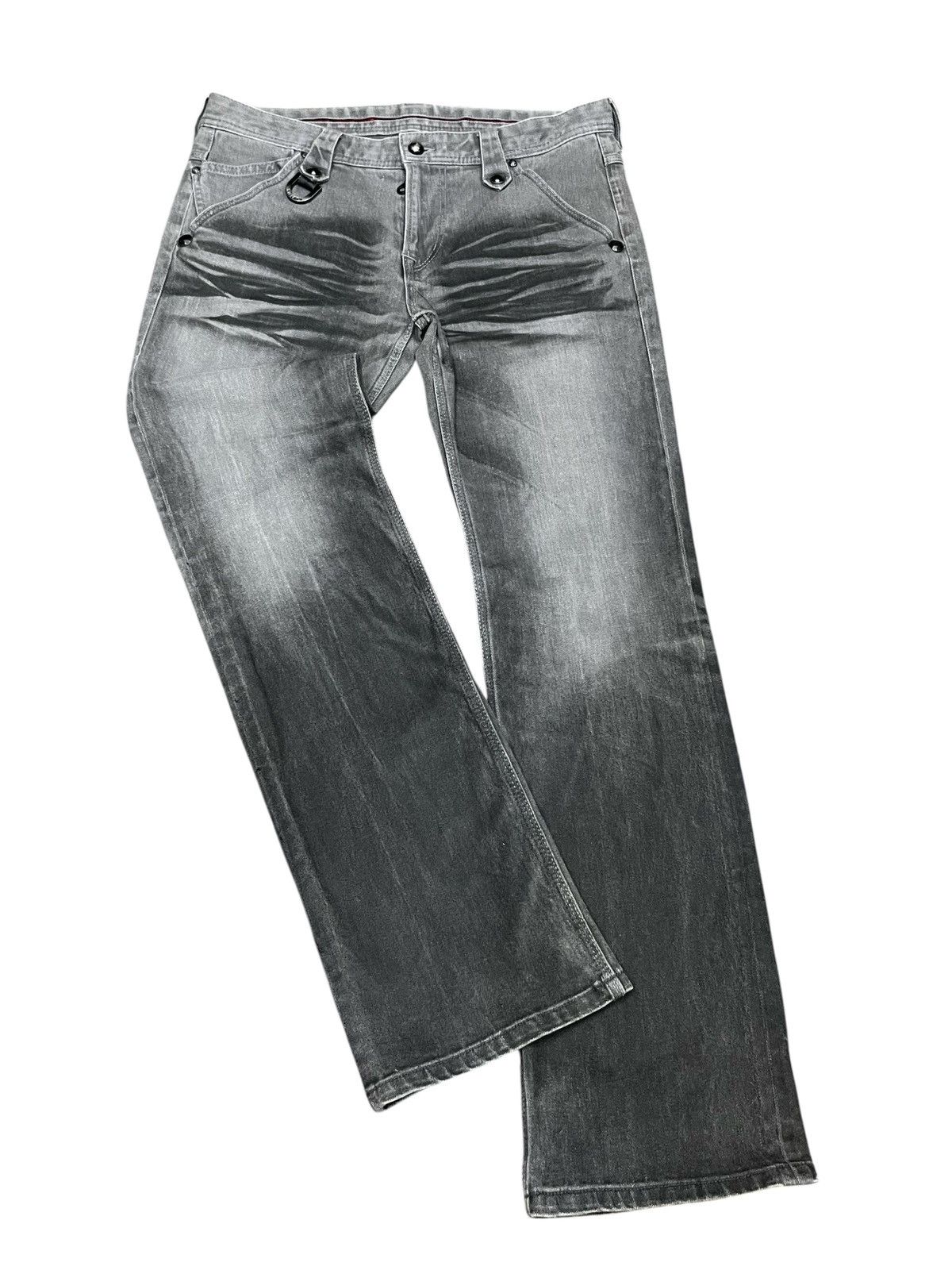 Nicole Club Nicole Japan Charcoal Gray Flare Stretch Denim Harajuku Punk Size US 31 - 1 Thumbnail