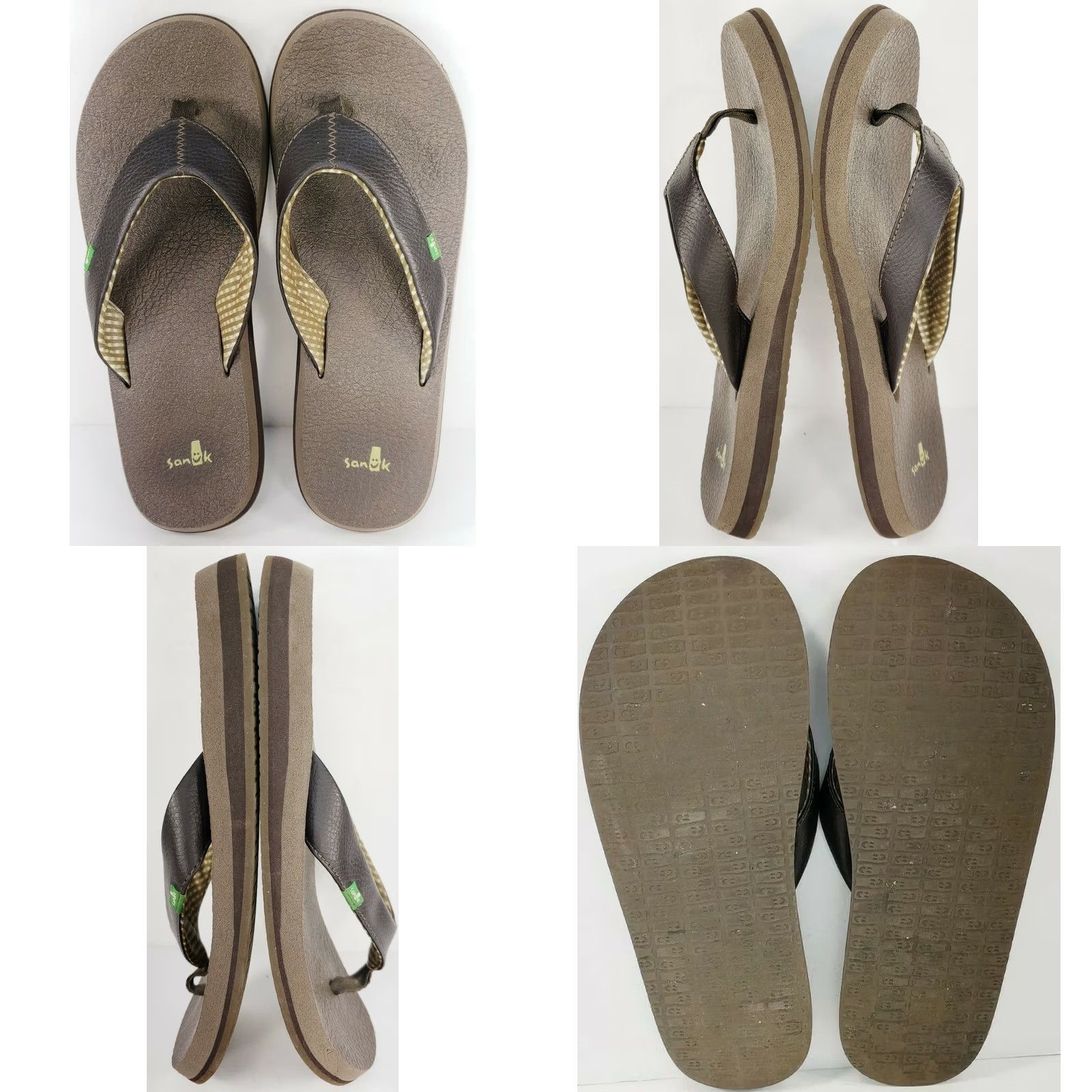 Sanuk Sanuk Women's Flip Flops Thong Sandal Size 9 Brown Leather Yoga Mat Insoles Size US 10 / IT 40 - 8 Thumbnail