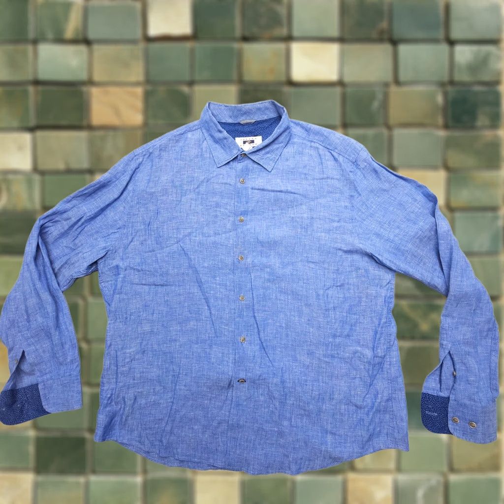Joseph Abboud Joseph Abboud Button Shirt Mens 2XL Blue Linen Coastal Preppy Size US XXL / EU 58 / 5 - 1 Thumbnail