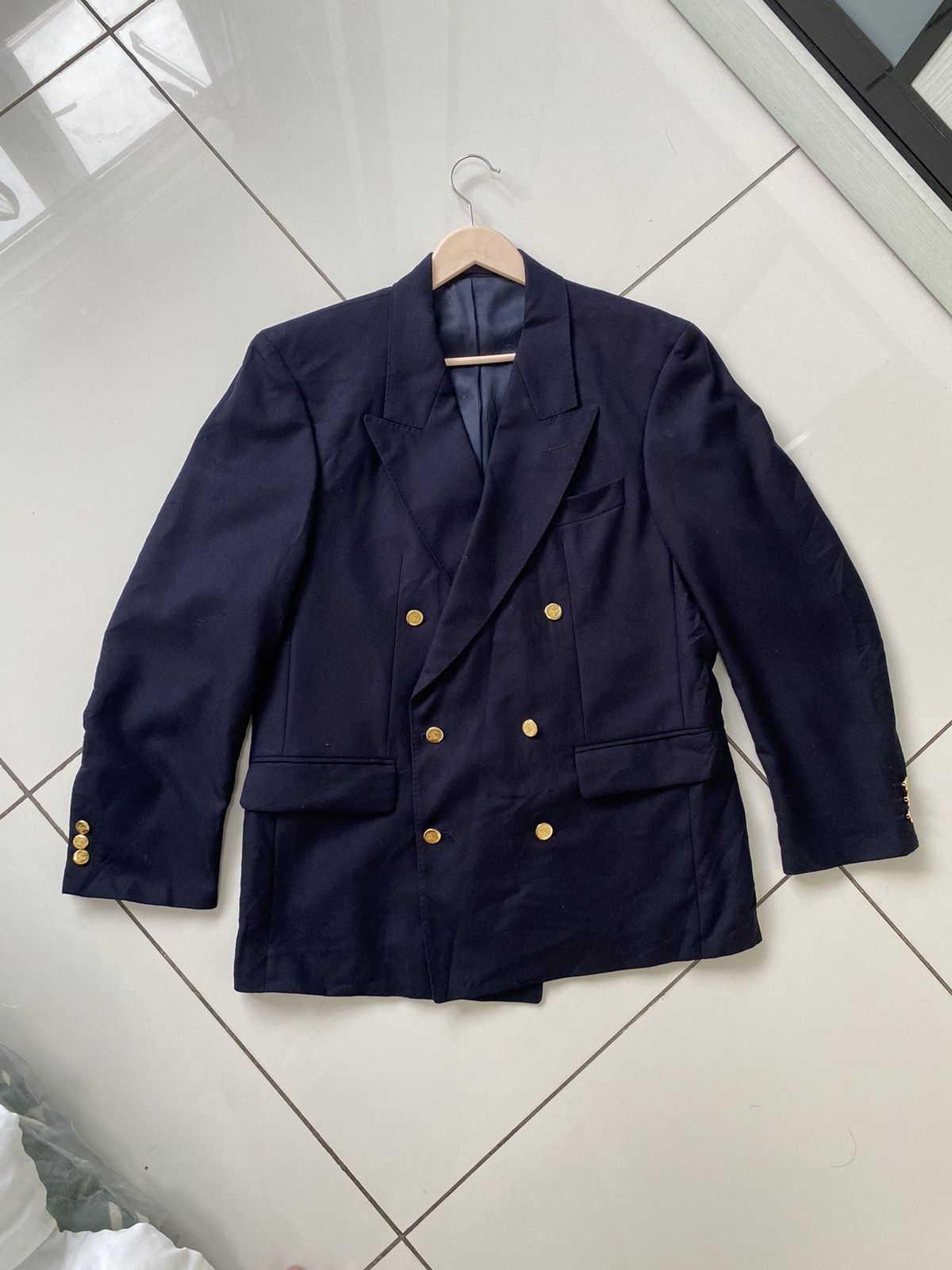Burberry Burberry Dark Blue Wool Double Breasted Size 50S - 10 Thumbnail
