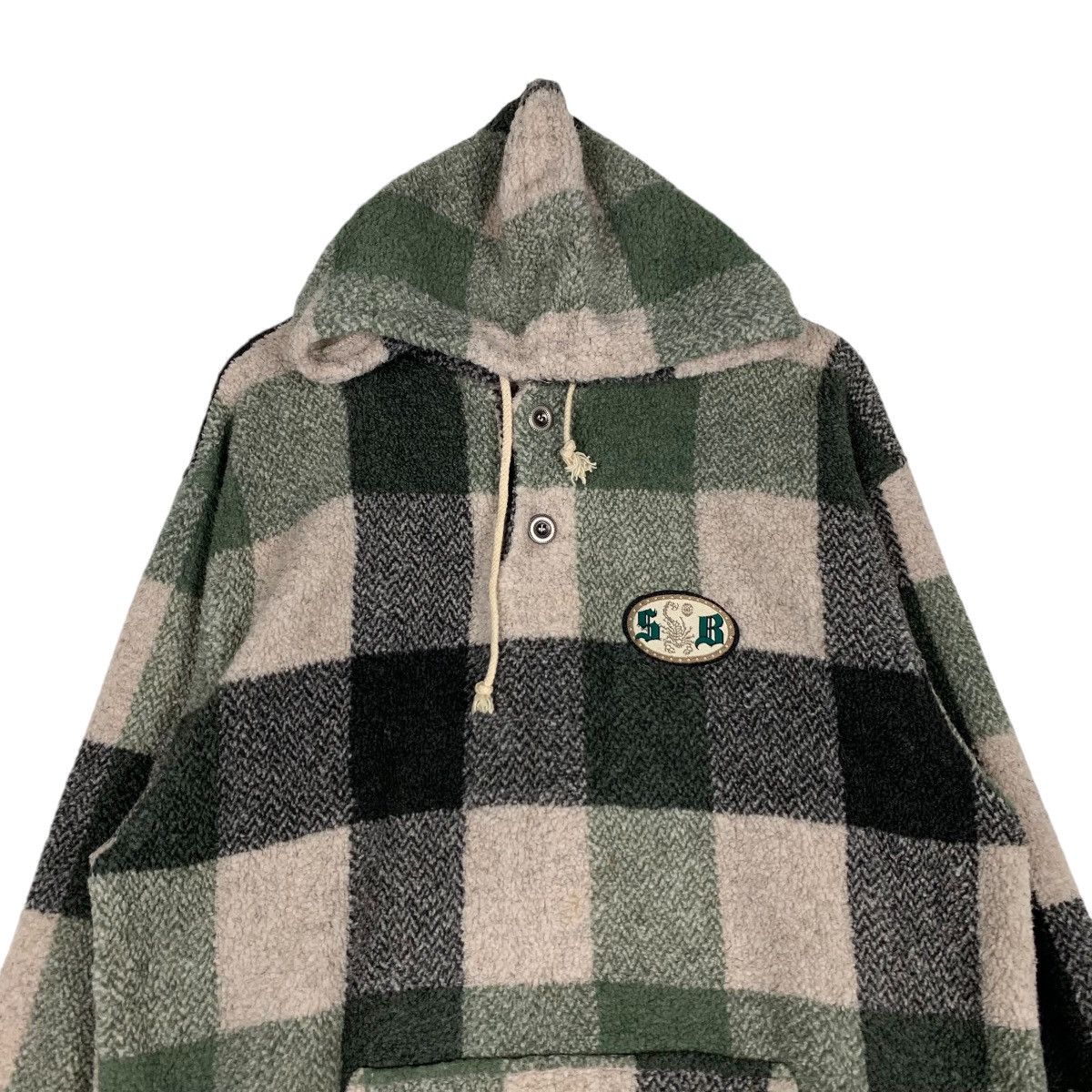 Vintage SCORPION BAY Checked Half Button Pullover Hoodies #1399-C63 Size US M / EU 48-50 / 2 - 2 Thumbnail