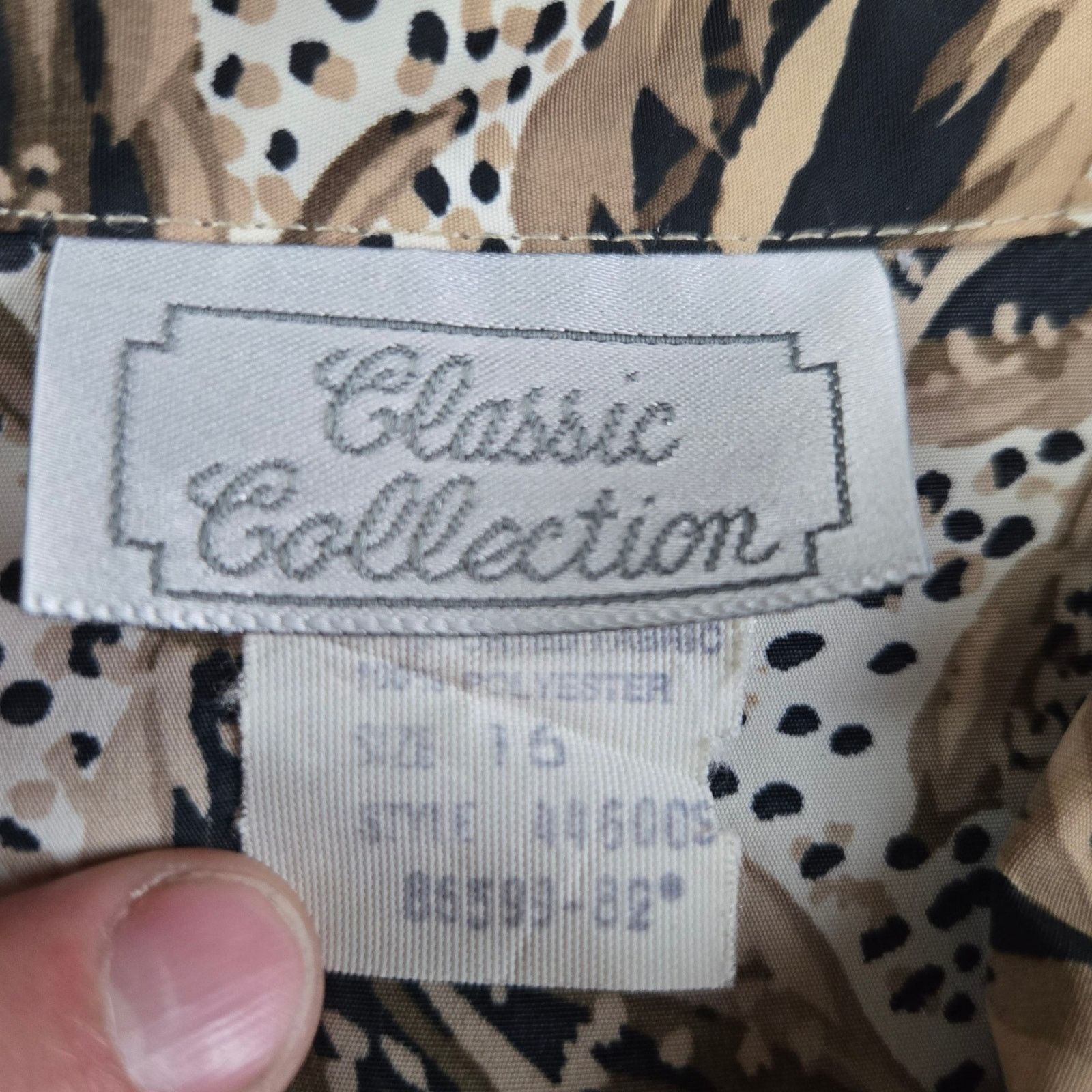 Vintage 1980s Vintage Leaf Print Blouse Poplin Blouse Size 16 Size XXL / US 16-18 / IT 52-54 - 6 Thumbnail