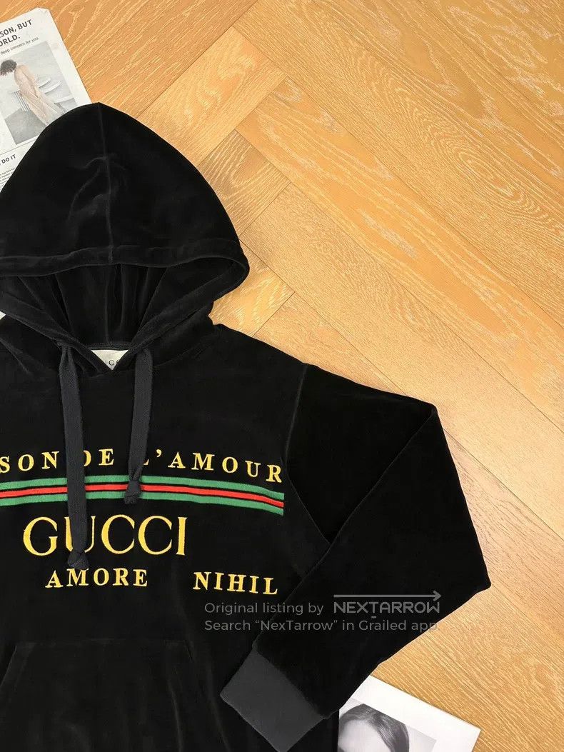 Gucci Gucci Logo letter embroidery printed hooded pullover velve Size US XS / EU 42 / 0 - 5 Thumbnail