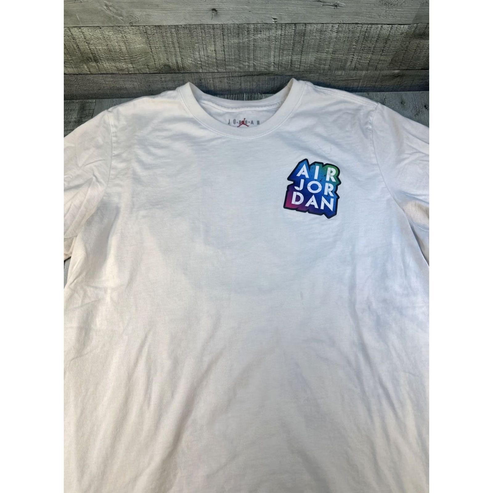 Jordan Brand Air Jordan Flight Decal Sticker Shirt Large White Crew Neck Short Sleeve Mens Nike Air Jumpman Graffiti Retro Sports T-Shirt Size US L / EU 52-54 / 3 - 2 Thumbnail