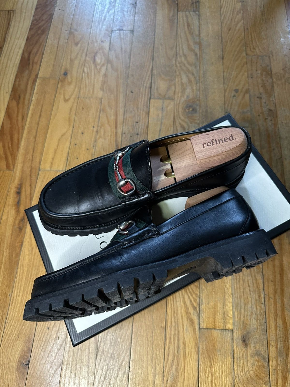 Gucci Gucci Web Horsebit Loafer Lug Sole Size US 10 / EU 43 - 4 Thumbnail