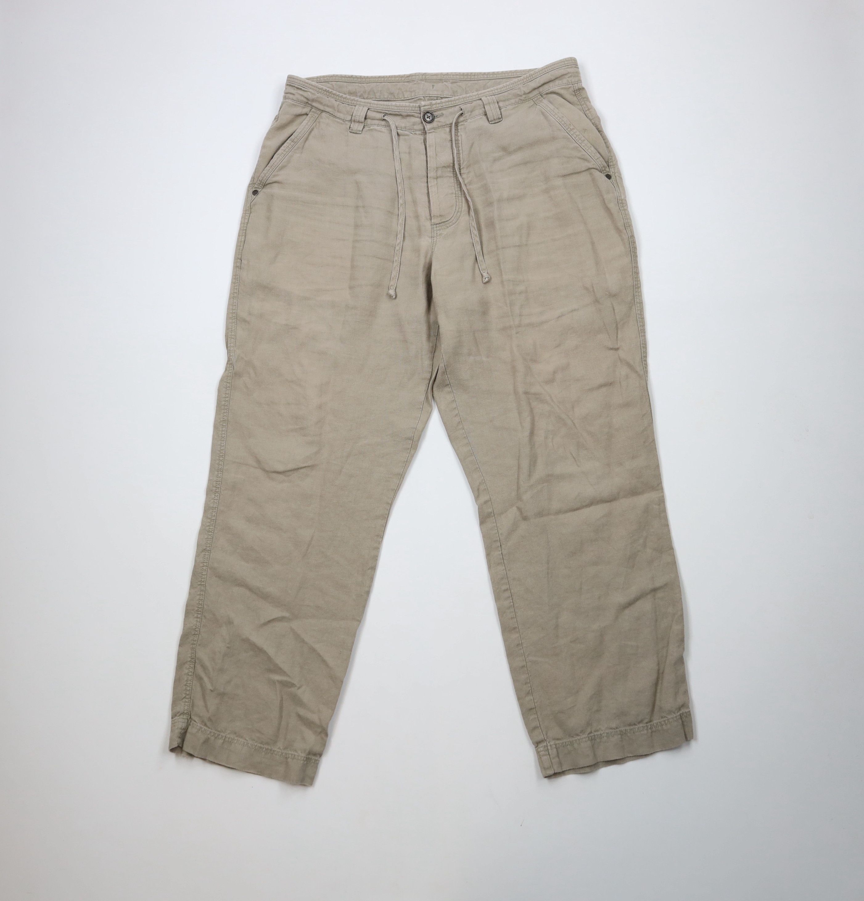 Vintage Vintage 90s Streetwear Linen Wide Leg Chino Pants Beige Size US 36 / EU 52 - 1 Thumbnail