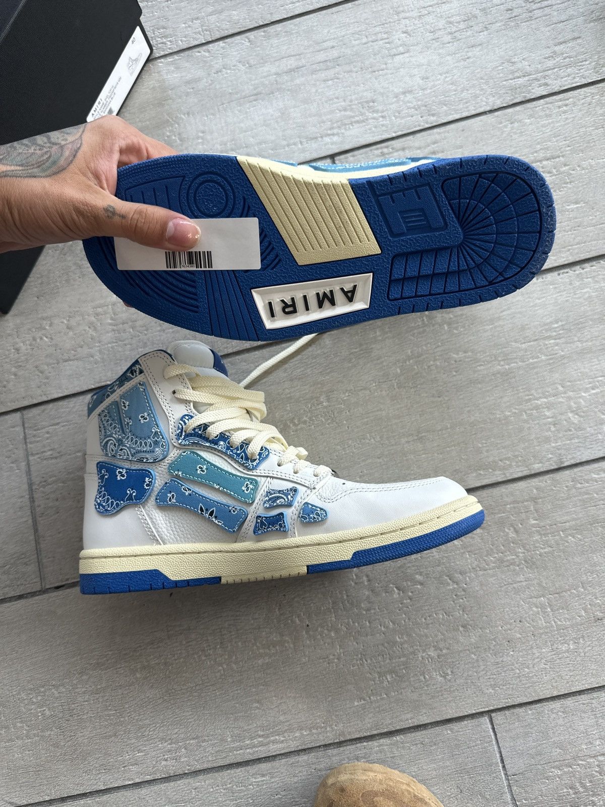 Amiri Amiri Skel-Top Hi Sneaker – Blue/White Size US 7 / EU 40 - 7 Thumbnail