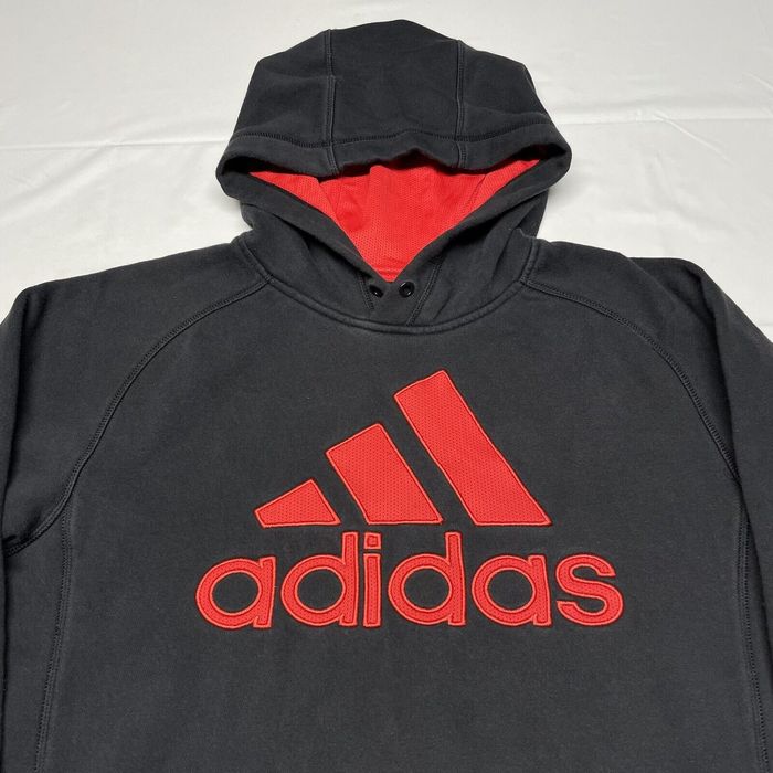 Adidas Adidas Hoodie Men s Small Red Gray Pullover 3 Stripes