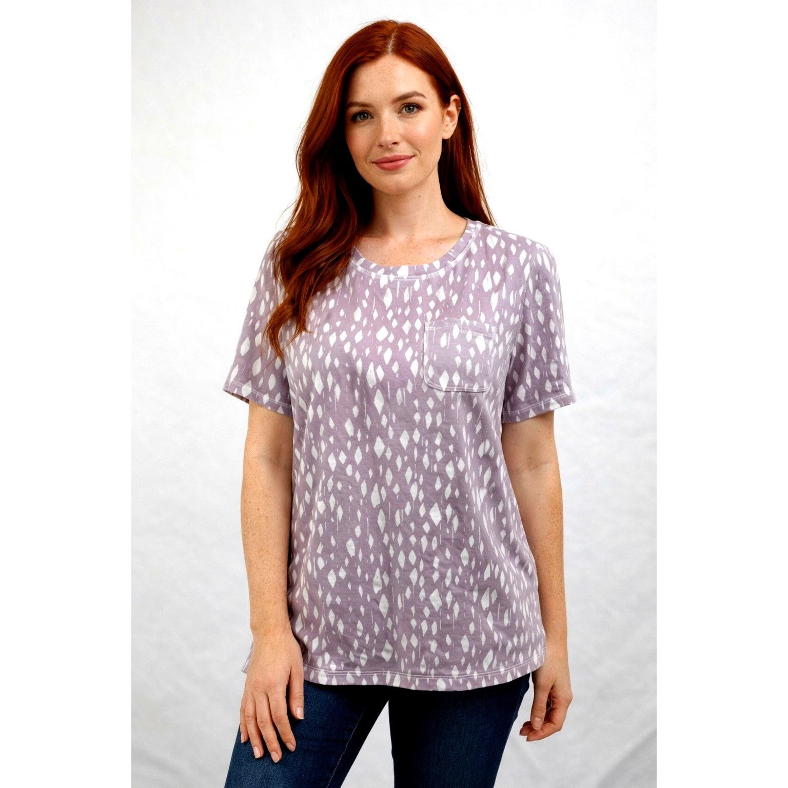 Other Zuda Short Sleeve Geometric Chest Pocket Top Purple/White S Size S / US 4 / IT 40 - 2 Thumbnail