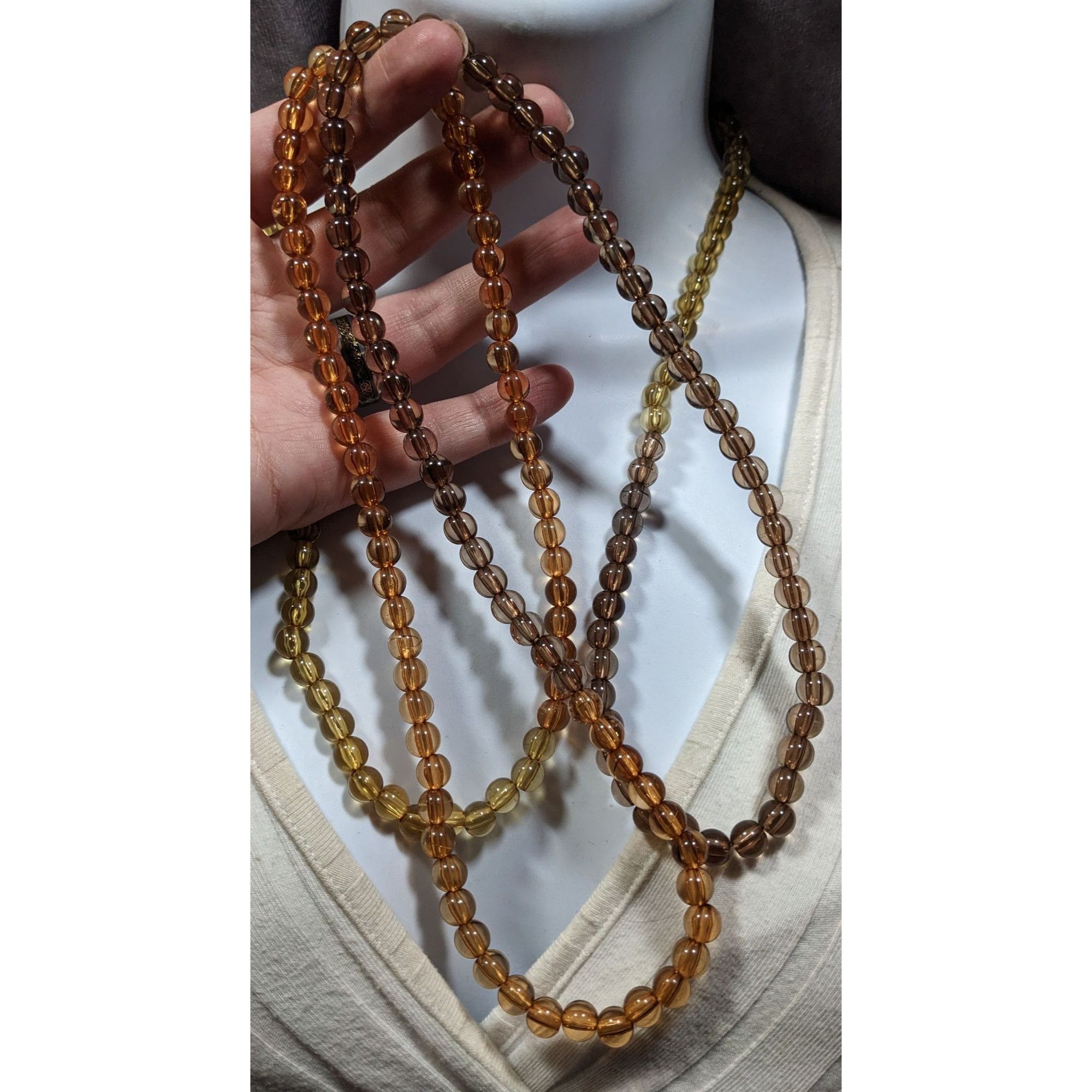 Other Vintage Lucite Earth Tone Translucent Beaded Necklace Size ONE SIZE - 3 Thumbnail