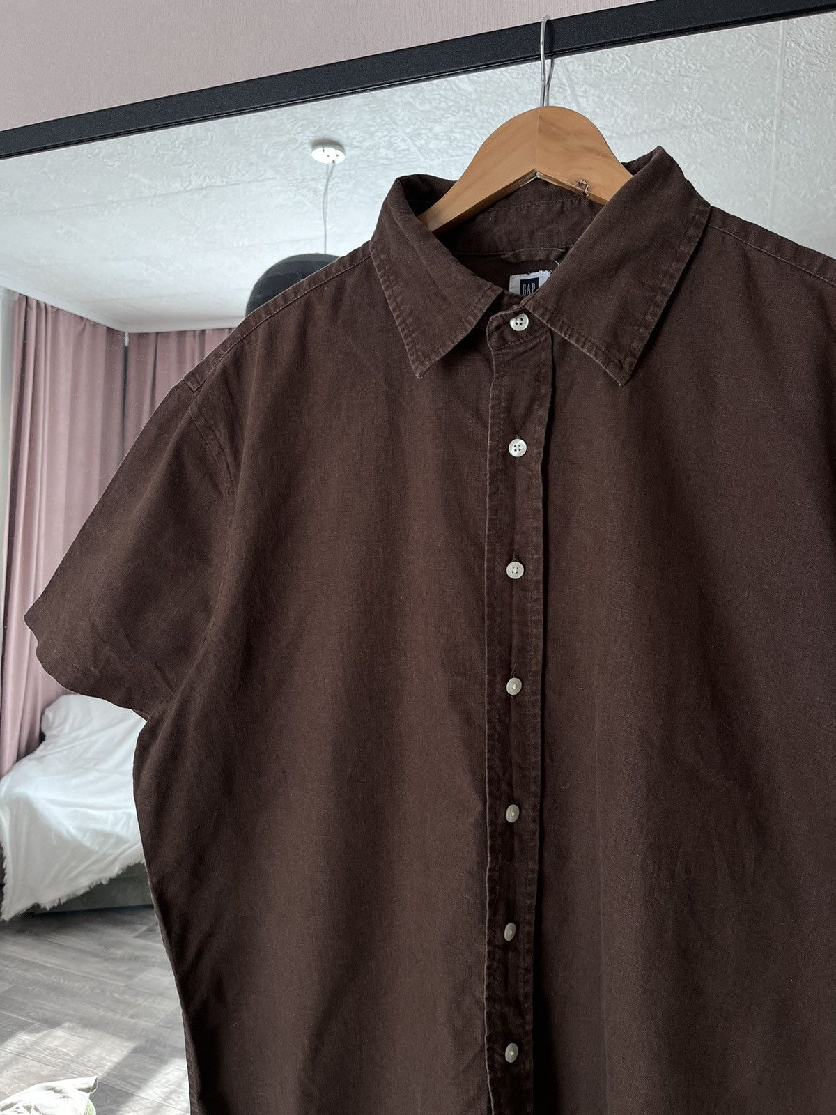 Gap Vintage Gap Brown Linen Short Sleeve Shirt Button Up Size US XL / EU 56 / 4 - 3 Thumbnail