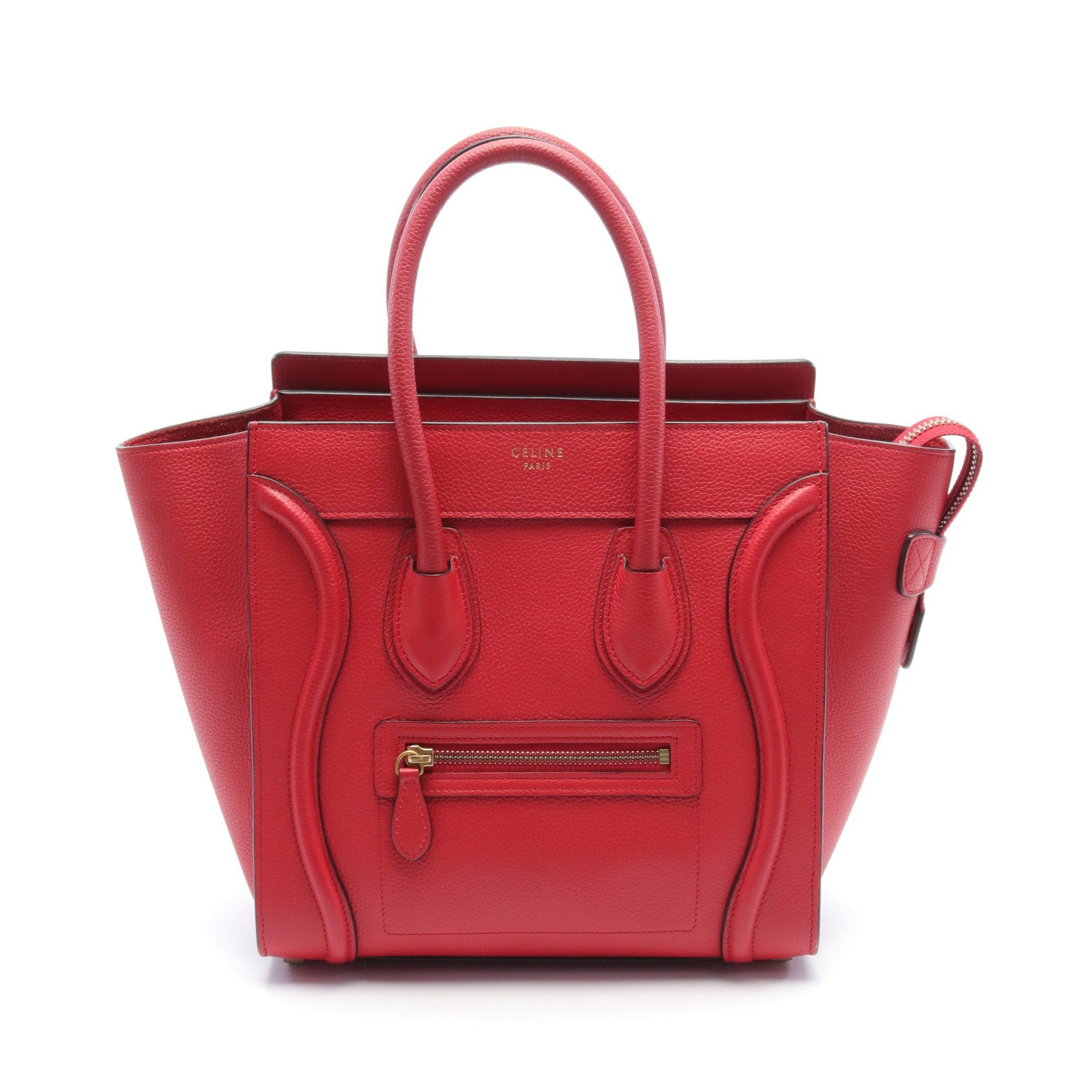 Celine Celine Luggage Micro Shopper Handbag Tote Bag Leather Red Size ONE SIZE - 1 Thumbnail