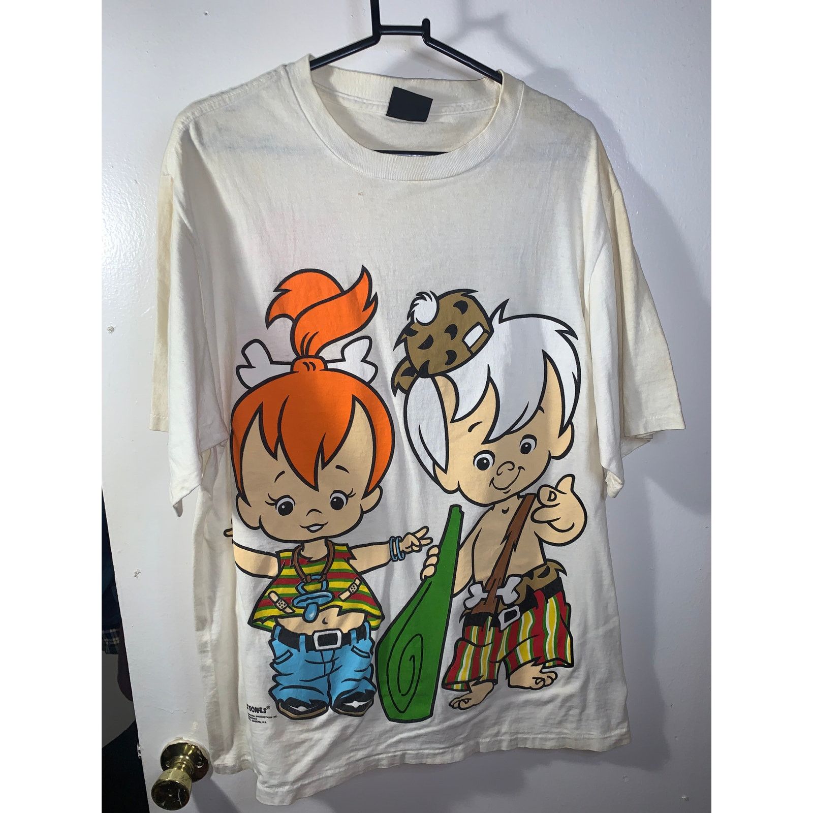 Other × Vintage Flintstones Bamm-Bamm Pebbles Tee Single Stitch AOP XL White Size US XL / EU 56 / 4 - 4 Thumbnail
