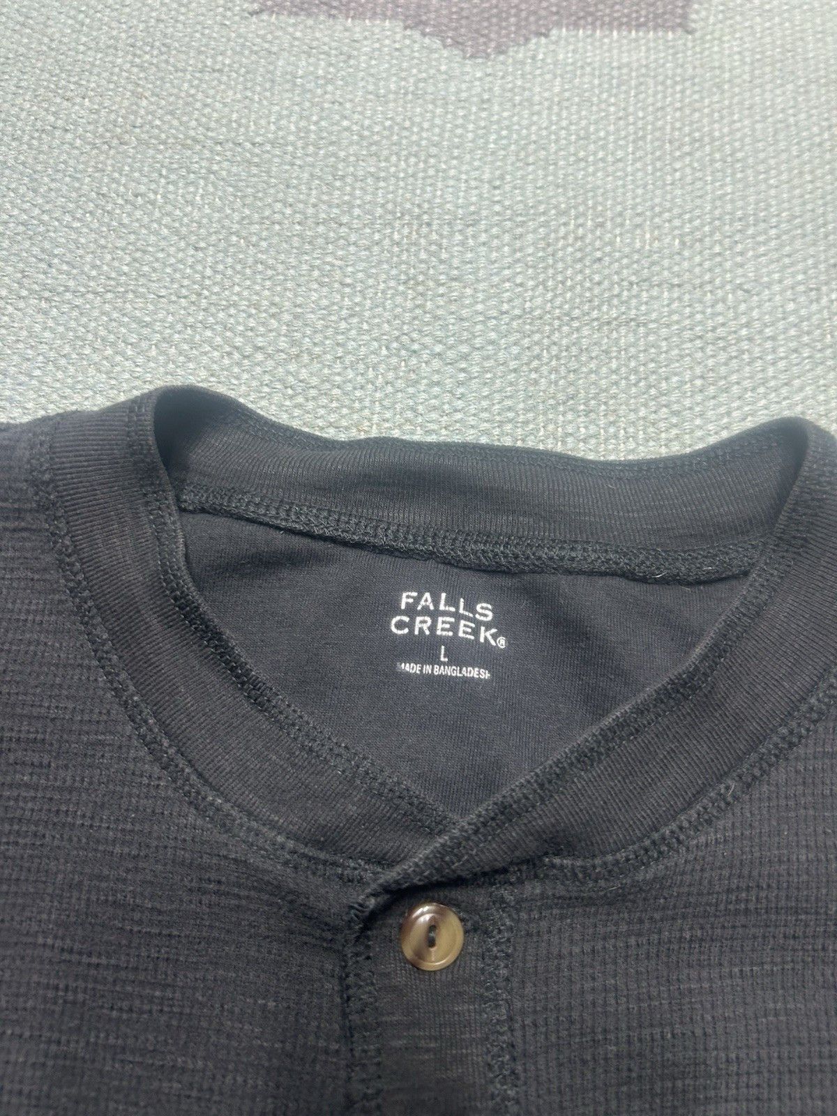 Vintage Falls creek waffle knit thermal shirt base Henley blac large Size US L / EU 52-54 / 3 - 6 Thumbnail