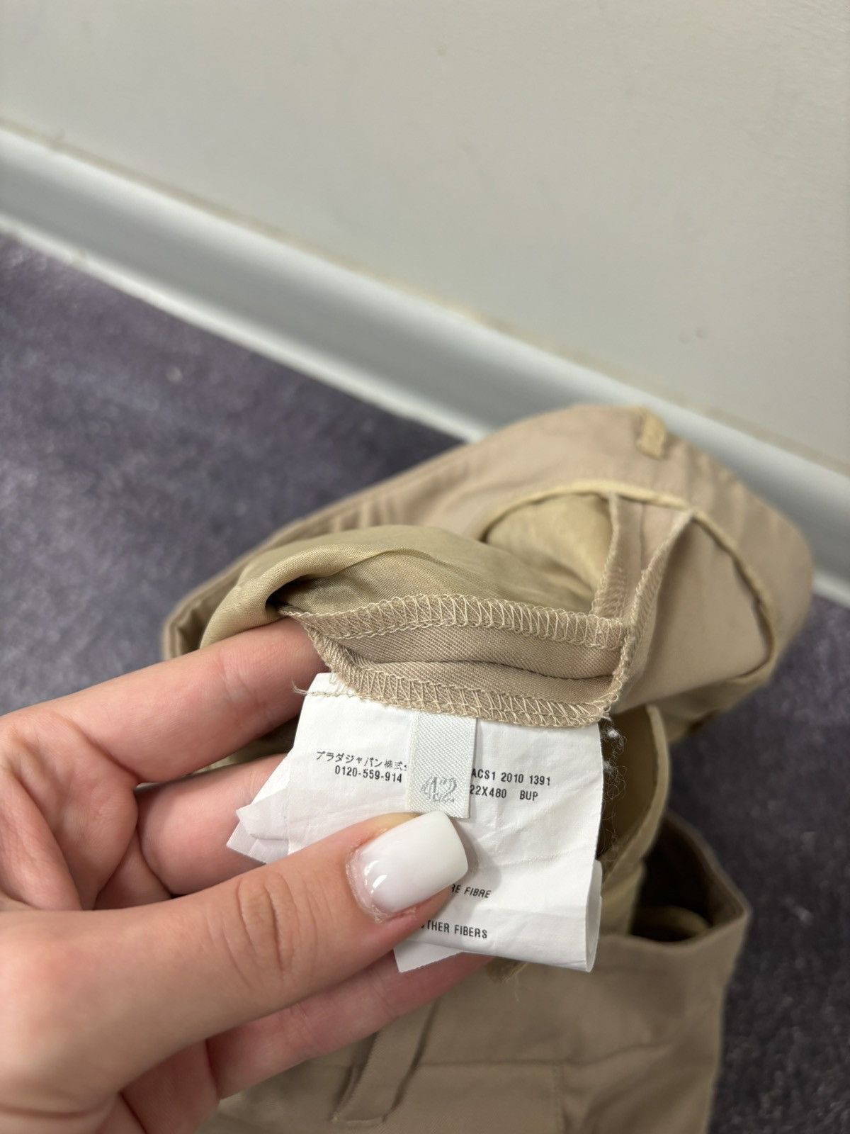 Prada Prada Women’s Straight Fit Beige Luxury Wool Pants Size 28" / US 6 / IT 42 - 8 Thumbnail