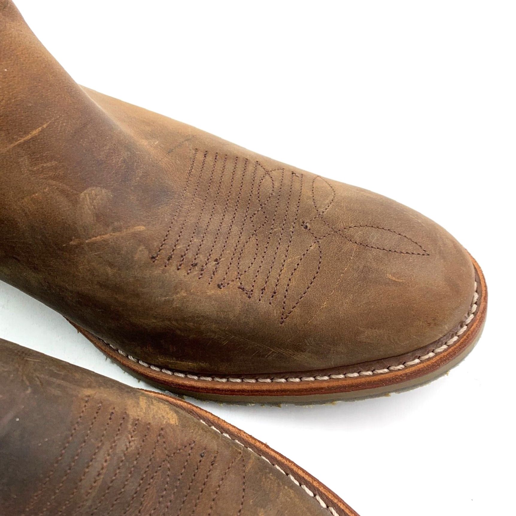 Doublet Double H Boots DH1552 Pull-On Boots Mens 16 D Brown Leather Western Cowboy Outsole Leather Shaft 15" Vintage? Size US 15 / EU 48 - 4 Thumbnail