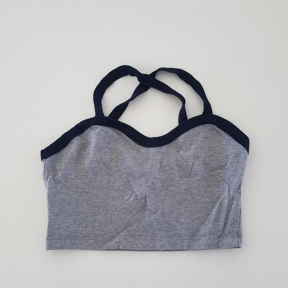 Designer Grey Navy Cross Strap Melville Crop Size ONE SIZE - 1 Thumbnail