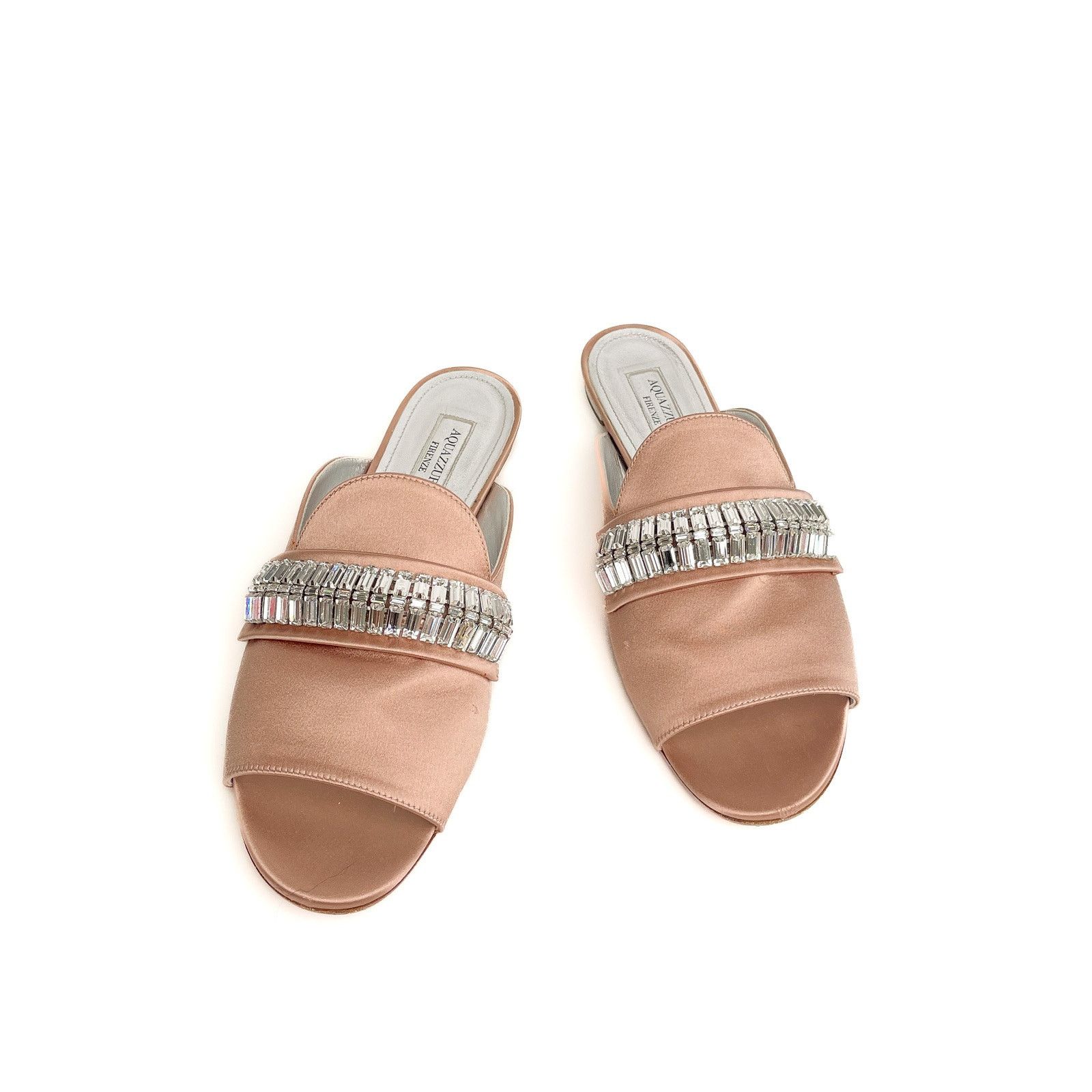 Aquazzura Pink Satin Slides Size US 6.5 / IT 36.5 - 1 Thumbnail