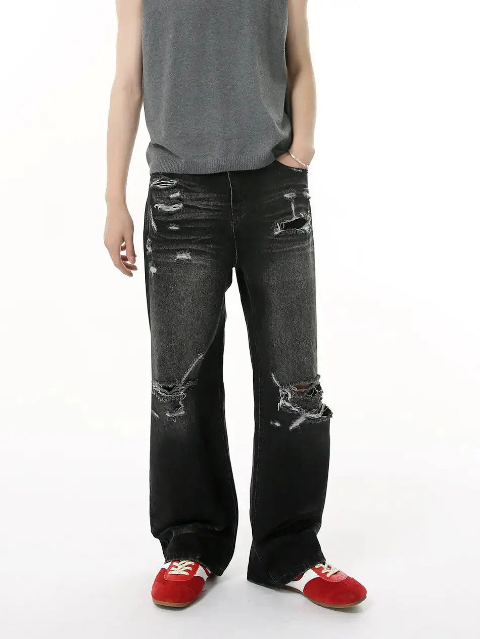 Japanese Brand Retro loose tassel ripped jeans Size US 32 / EU 48 - 2 Thumbnail