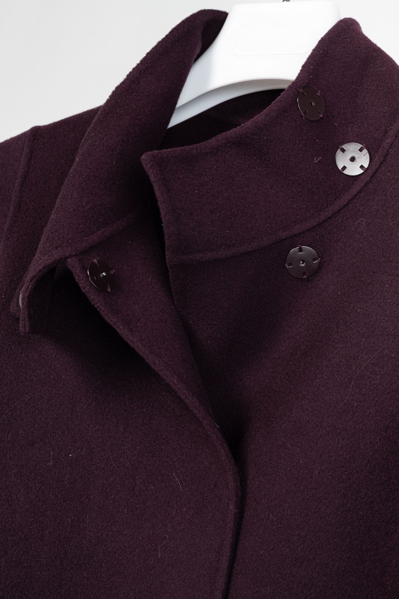 Ports 1961 PORTS Eggplant Double-Face-Wool Belted Coat Size XS / US 0-2 / IT 36-38 - 9 Thumbnail