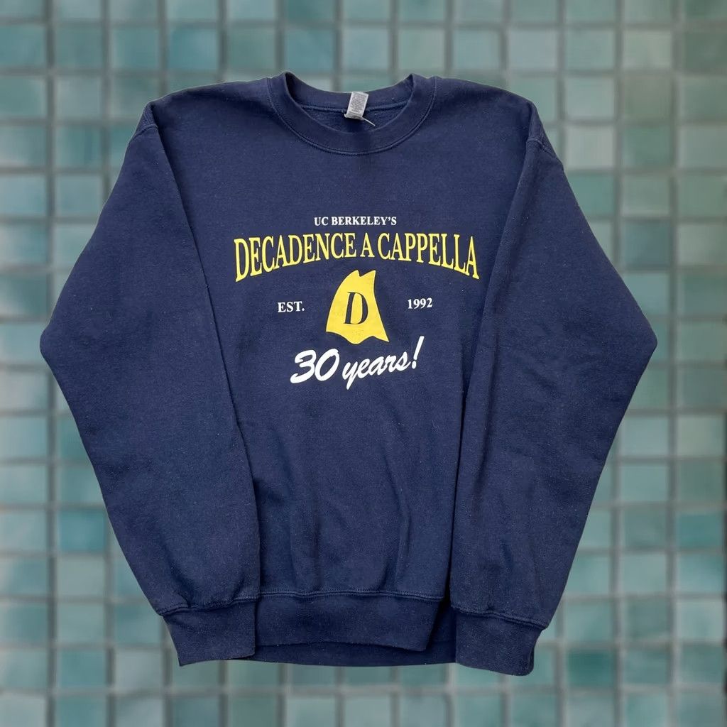 Gildan VINTAGE Gildan Men Sweatshirt CAL UC Berkeley Blue Decadence A Cappella Logo Graphic Print Crew Neck Long Sleeve Cotton Polyester Lined Fleece Size US M / EU 48-50 / 2 - 1 Thumbnail