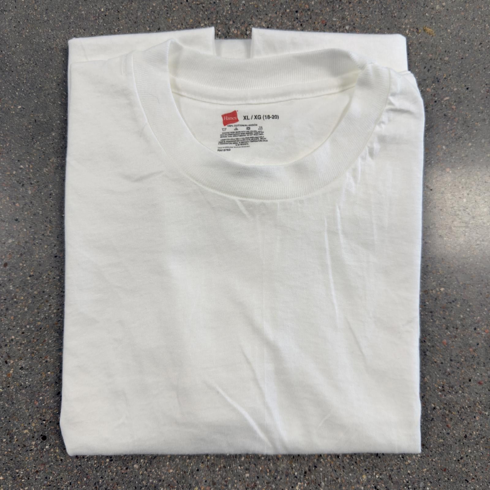 Hanes Vtg Single Stitch Hanes Blank White T-Shirt Youth XL DS Size US XL / EU 56 / 4 - 7 Thumbnail
