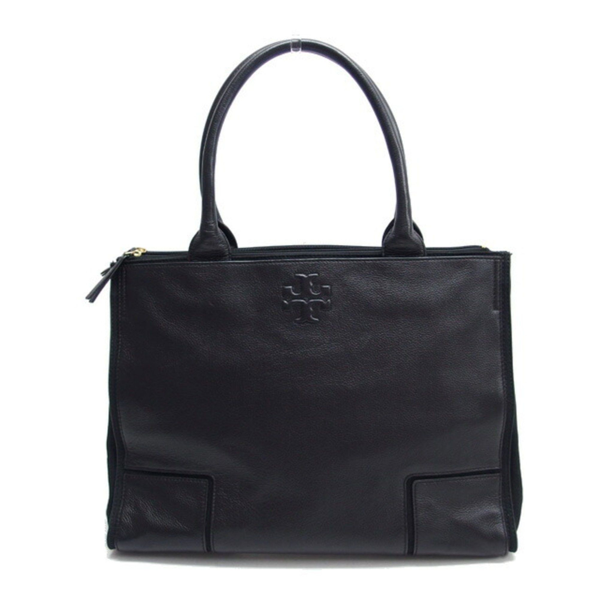 Tory Burch Ella Leather Tote Bag Double T Black, Women's