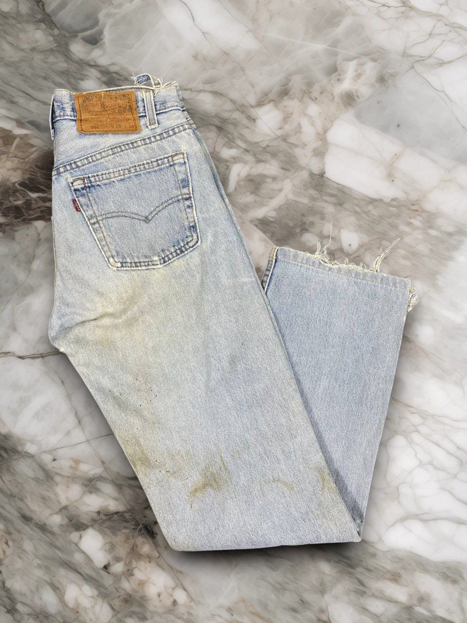 Levi's vintage levis 501 stained distressed light wash denim Size US 29 - 1 Thumbnail