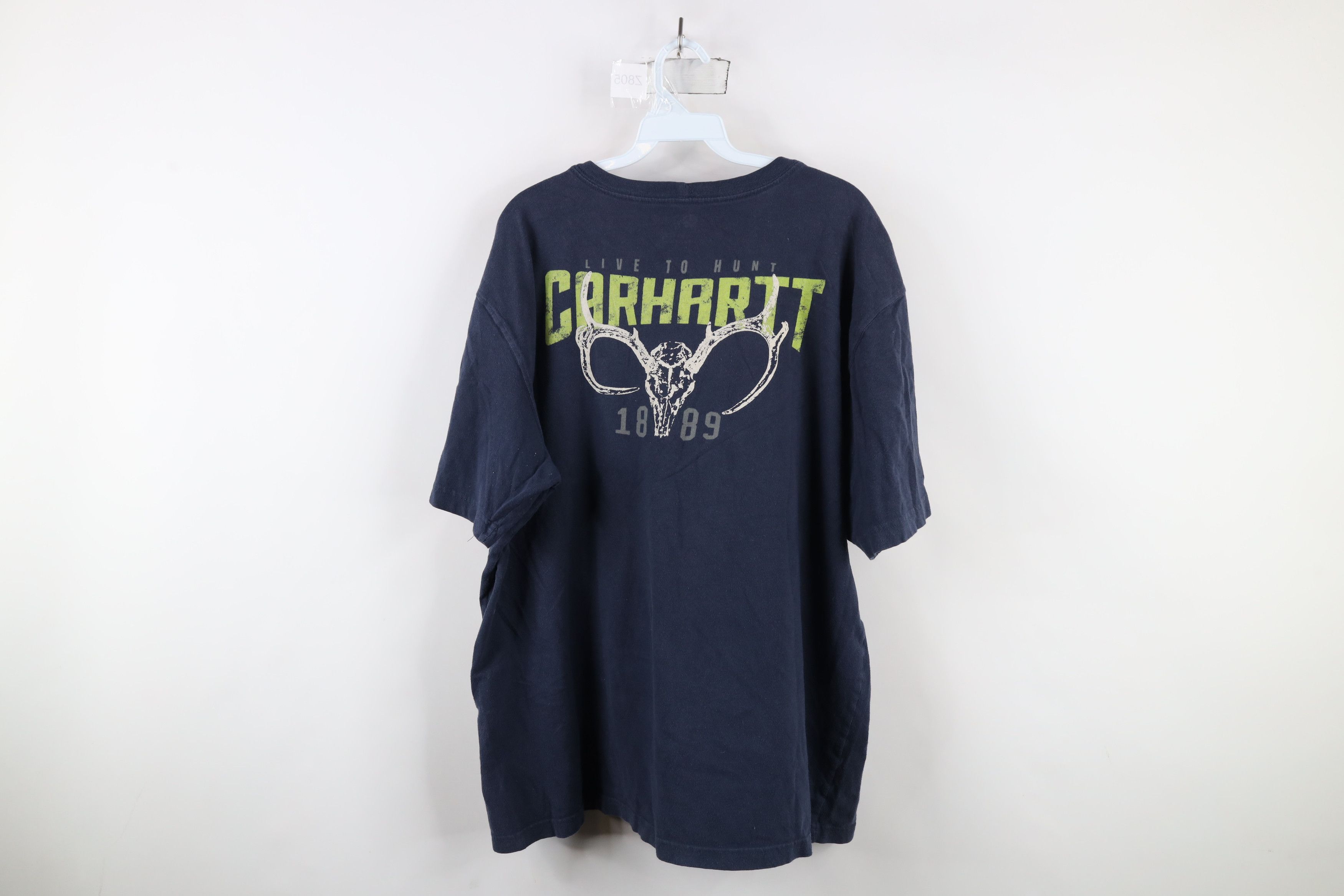 Carhartt × Vintage Vintage Carhartt Spell Out Hunting Skull Pocket T-Shirt Blue Size US XL / EU 56 / 4 - 13 Thumbnail