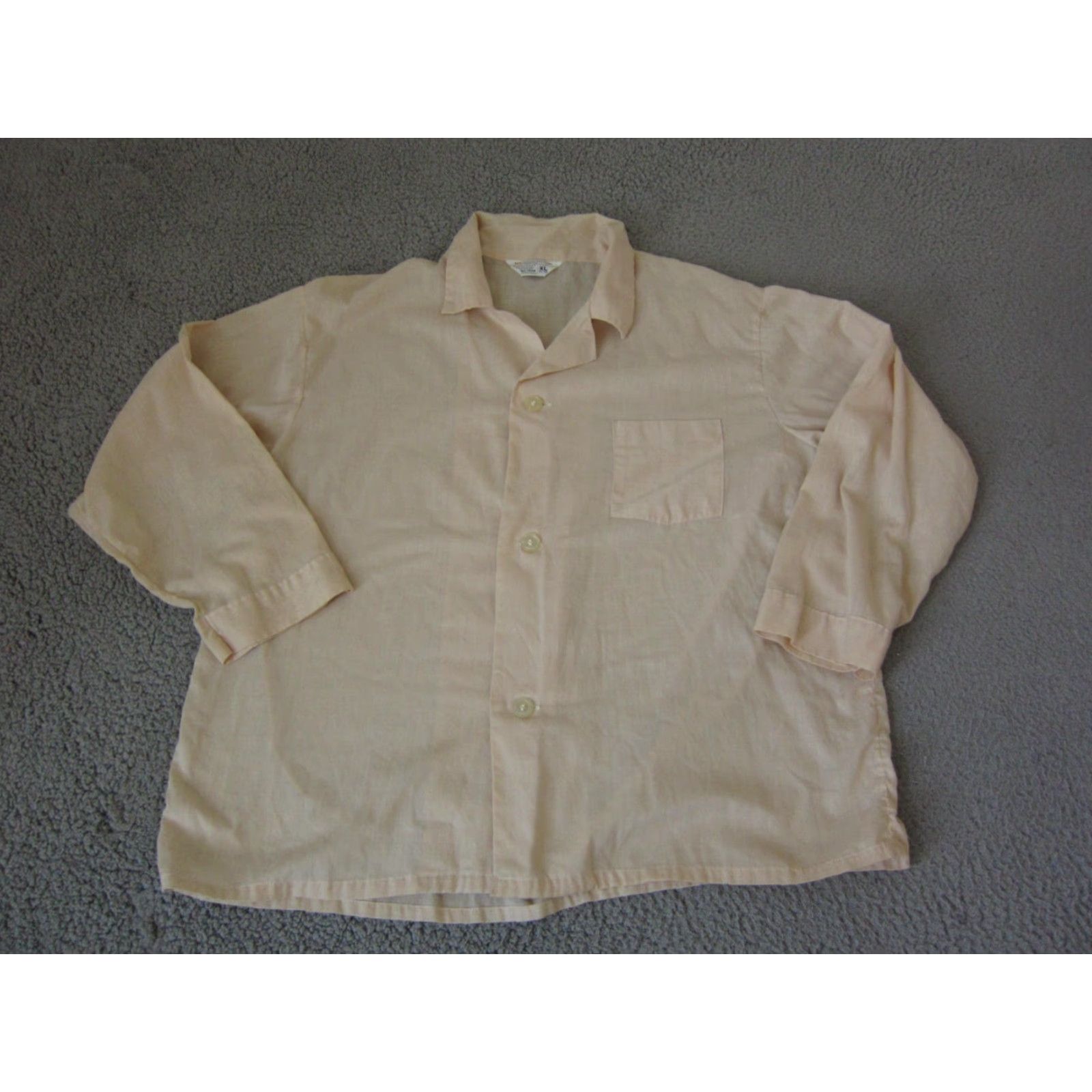 Vintage VINTAGE JC Penney Shirt Adult XL Ivory Cotton Button-Up 70s 90s Mens Pajama Pocketed Crew Collared Long Sleeve Size US XL / EU 56 / 4 - 2 Thumbnail