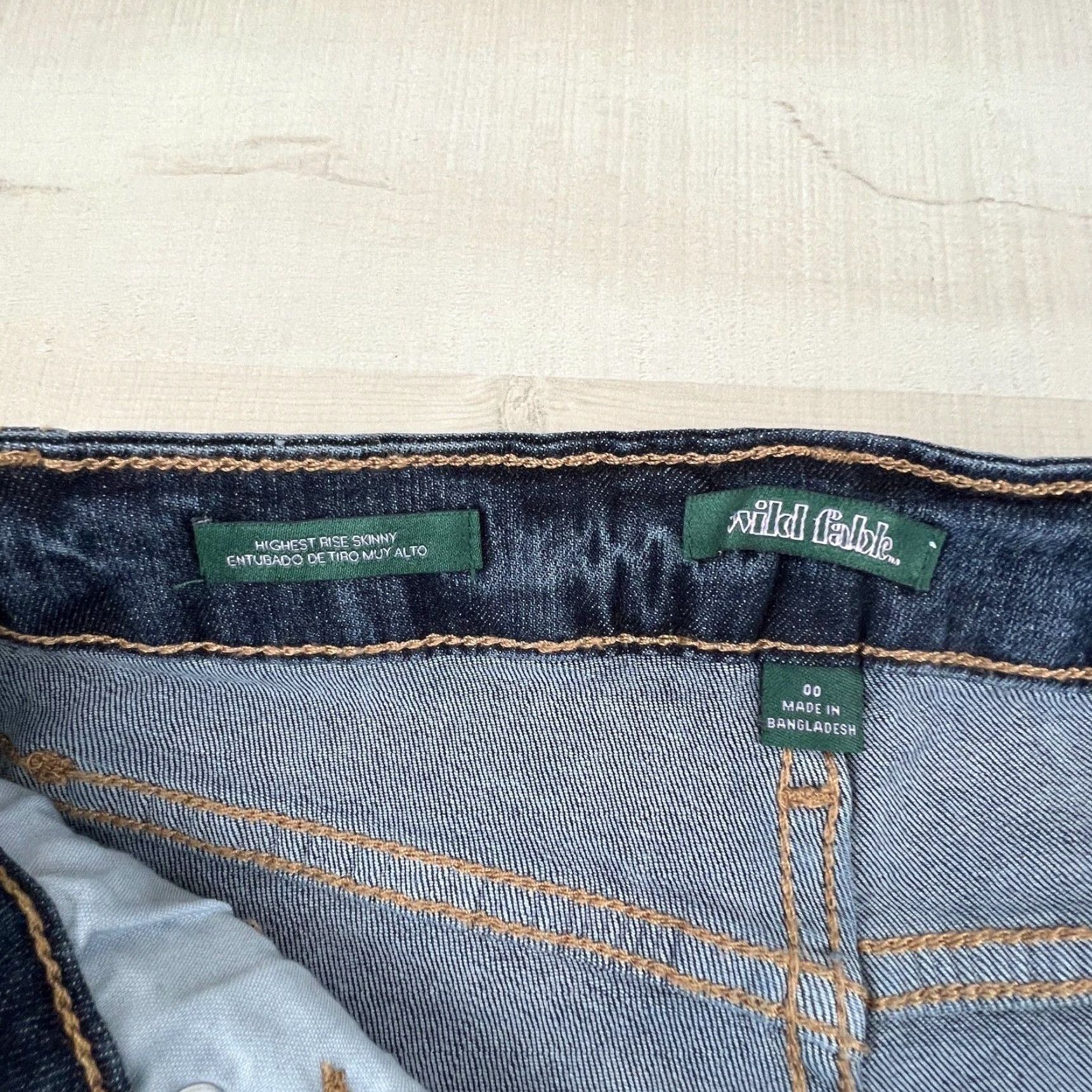 Vintage Wild Fable Women's 00 Dark Blue Highest Rise Skinny Distressed Jeans Size 24" / US 00 / IT 34 - 4 Thumbnail