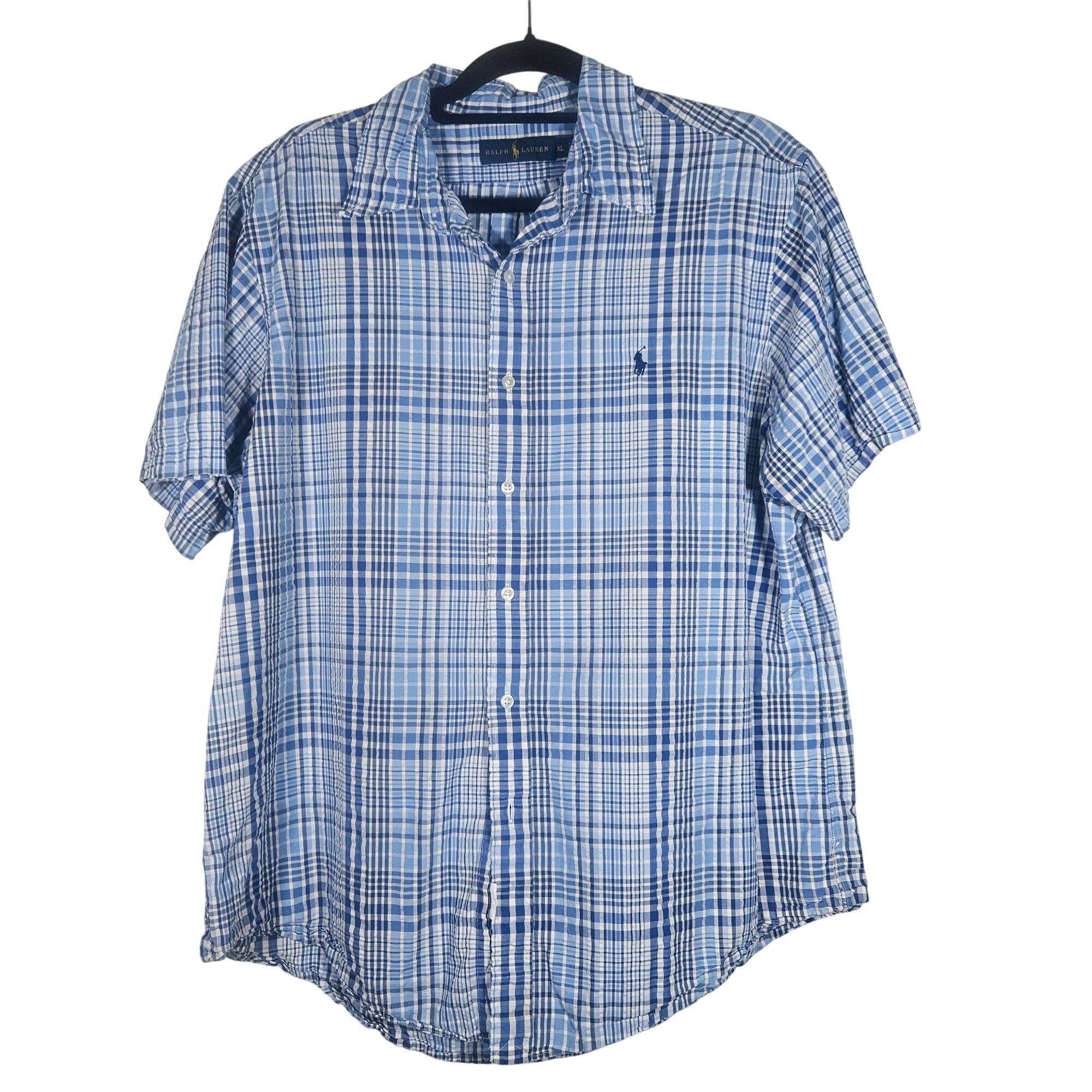 Ralph Lauren Ralph Lauren Mens Blue Plaid Shirt XL Y2K Preppy Classic Fit Size US XL / EU 56 / 4 - 2 Thumbnail