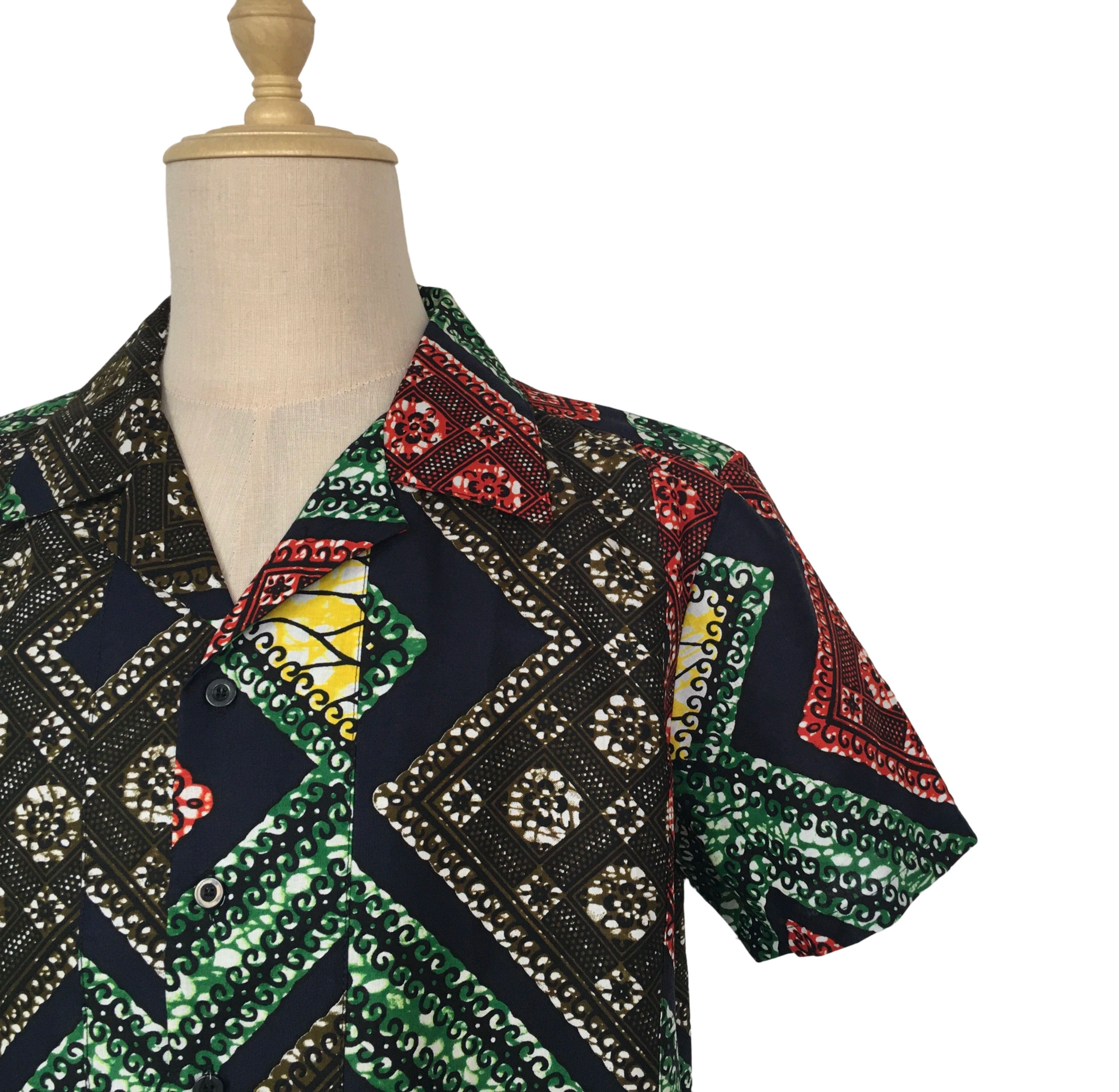 Other African Wax Print Men Shirt Short Sleeves Summer Size US XL / EU 56 / 4 - 6 Thumbnail