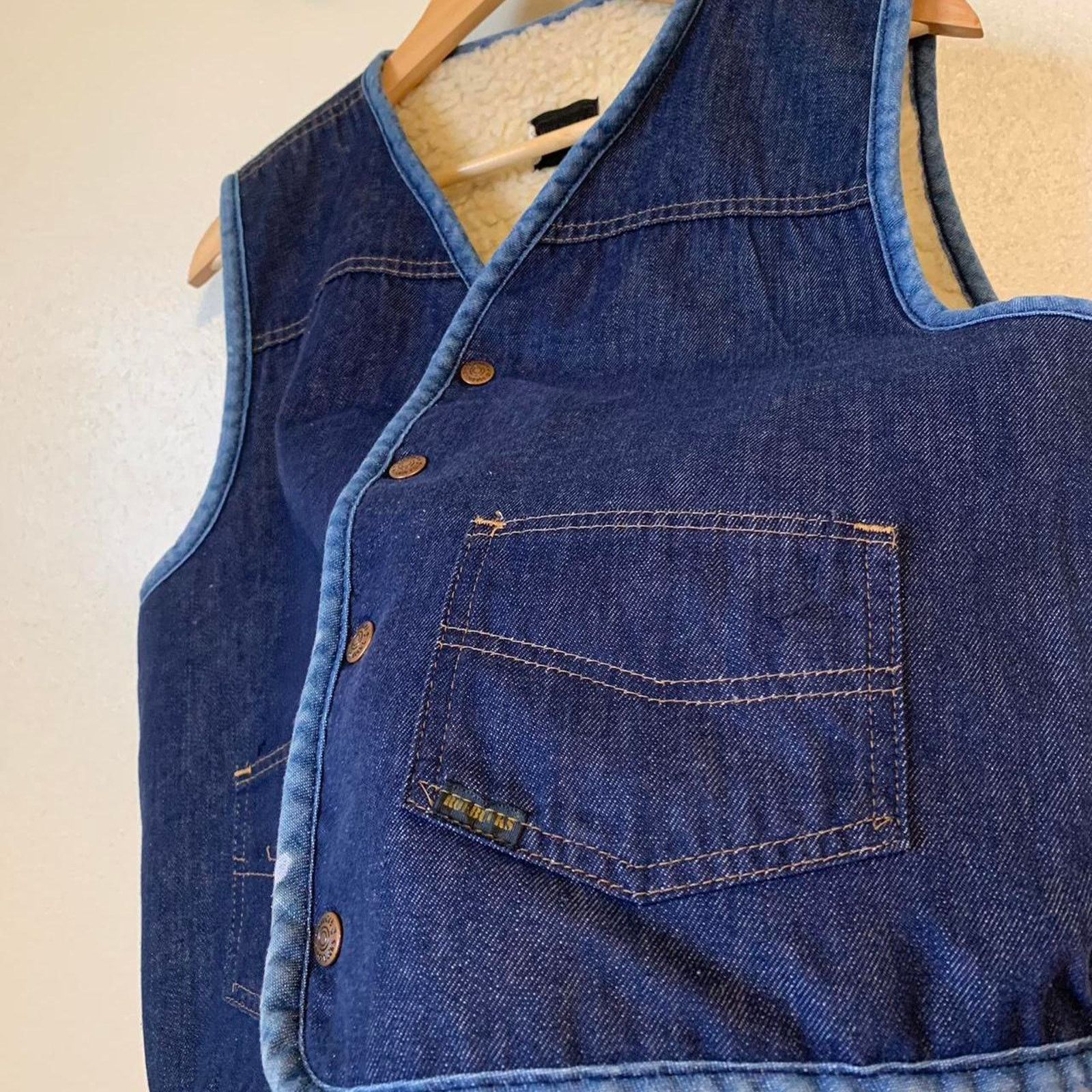 Sears Vintage 70s Sears Roebucks denim sherpa Lined West Vest Size US L / EU 52-54 / 3 - 4 Thumbnail