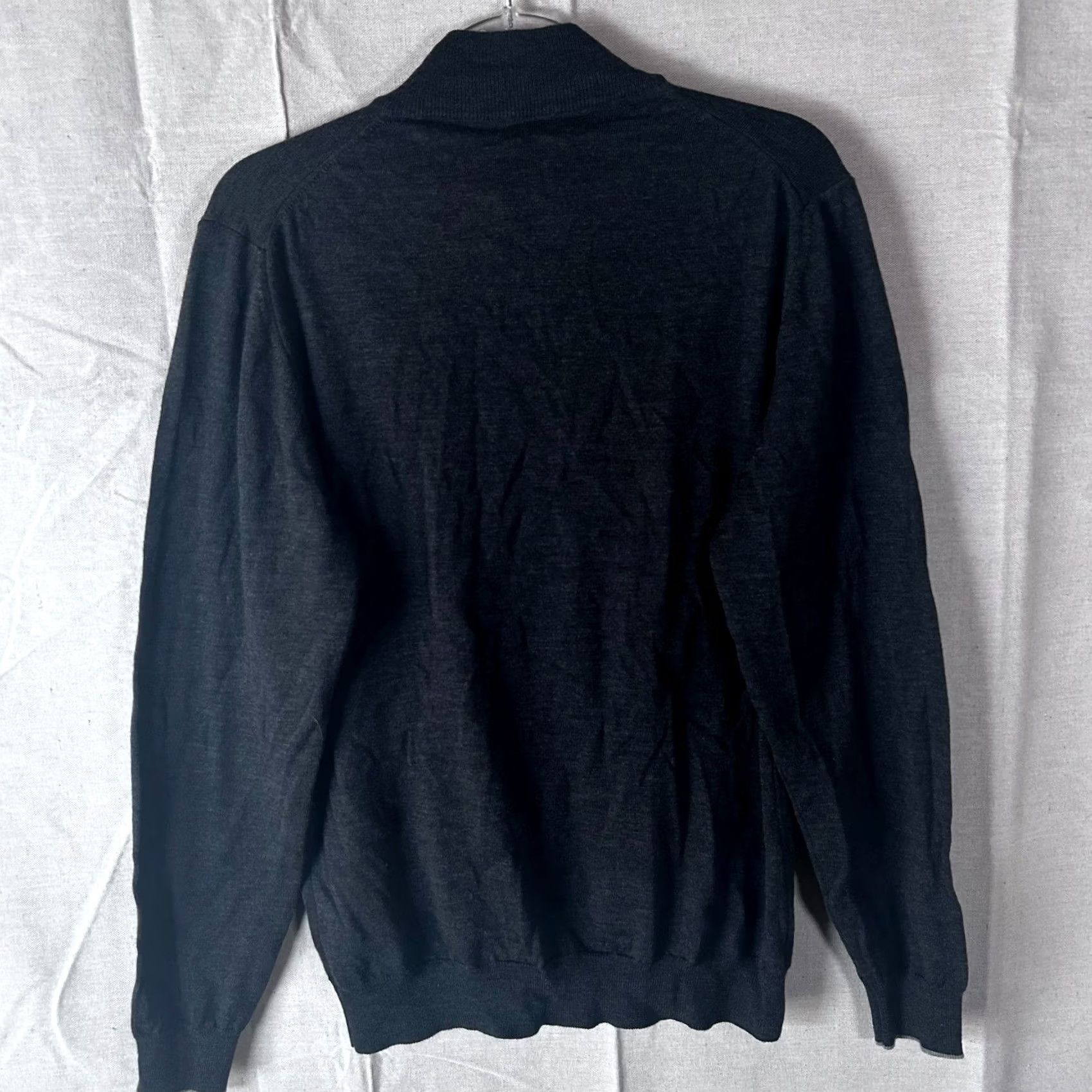 Vintage Badiali Italy Mens 100% Wool Cardigan Sweater Charcoal Grey Mock Neck Size 15 Size US L / EU 52-54 / 3 - 4 Thumbnail