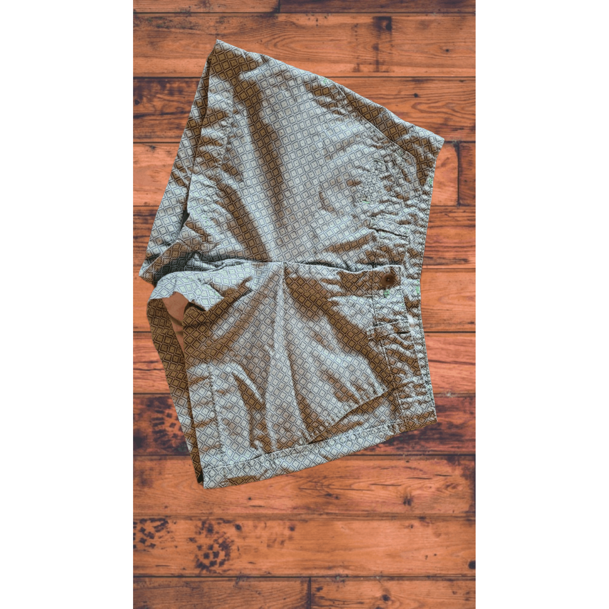 Gap Gap Shorts Women Sz 00 Green Regular Fit Geometric Cuffed Size 23" - 3 Thumbnail