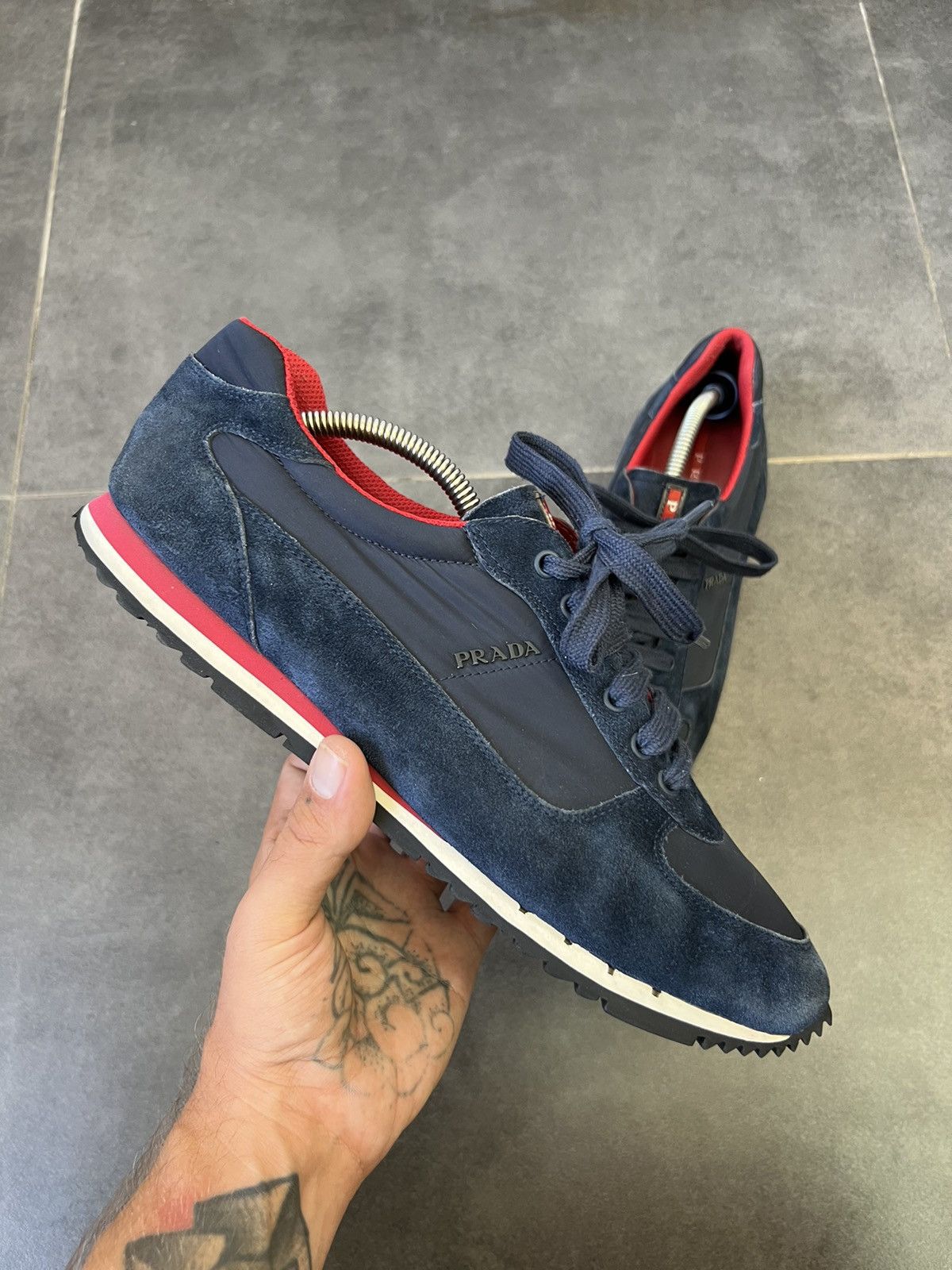 Prada Prada Men's Scamosciato Nylon suede Low-top Sneakers Size US 11 / EU 44 - 3 Thumbnail