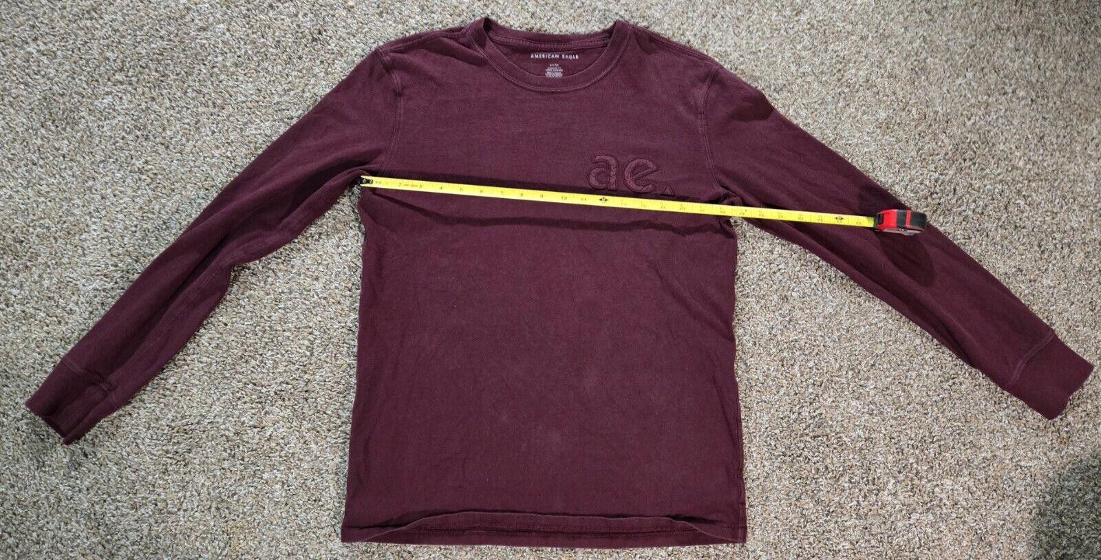 Designer Burgundy American Eagle Standard Fit Long Sleeve TShirt Sz S Size US S / EU 44-46 / 1 - 5 Thumbnail