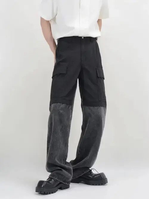 Jean Black y2k two tone patchwork denim jeans Size US 32 / EU 48 - 1 Thumbnail