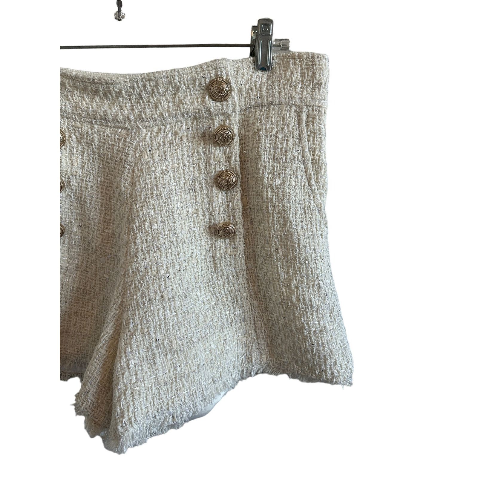 Generation Love Generation Love Women's Medium Ivory Lizzy Tweed Shorts Size 30" / US 8 / IT 44 - 8 Thumbnail