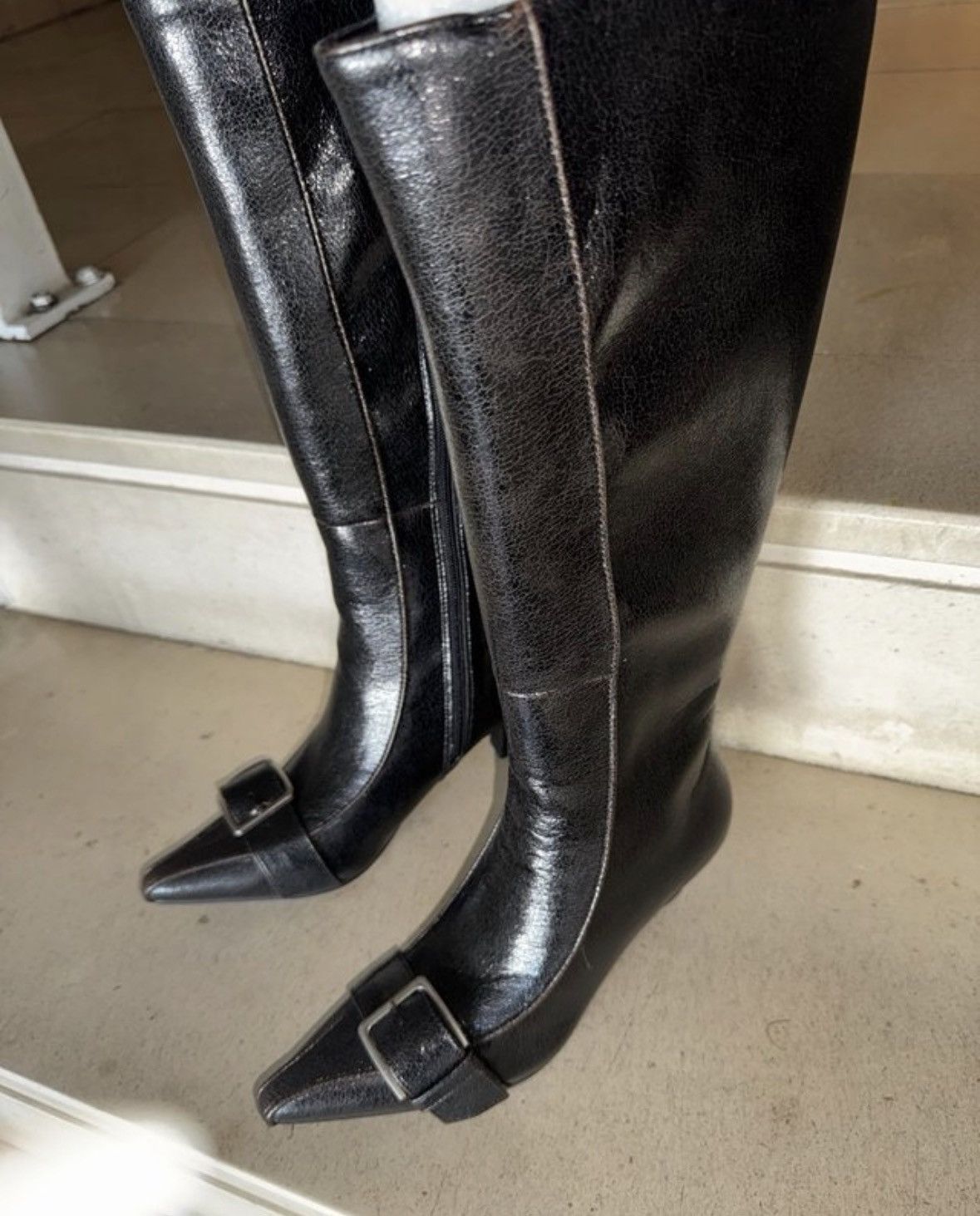 Pamola Wool Black Leather Boots 35, Women's — image 2 of 6