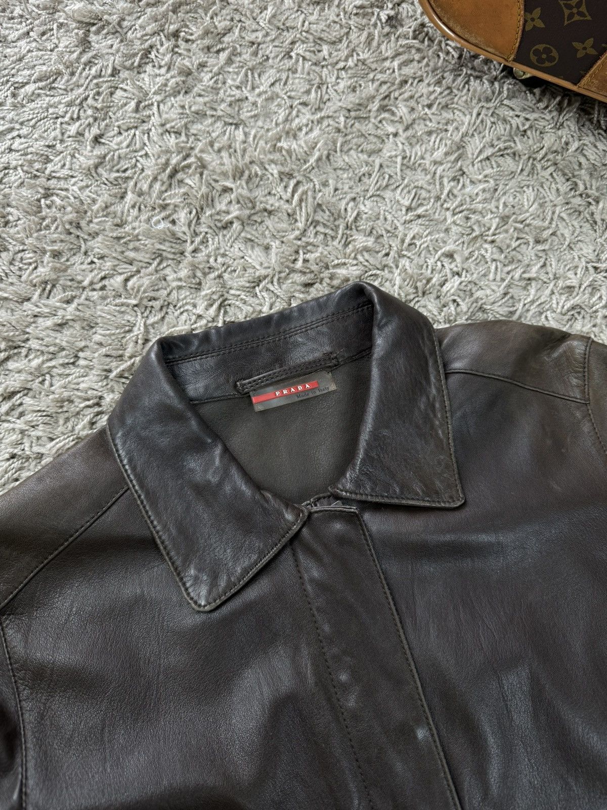 Prada Archive leather jacket Prada original luxury streetwear item Size S / US 4 / IT 40 - 4 Thumbnail