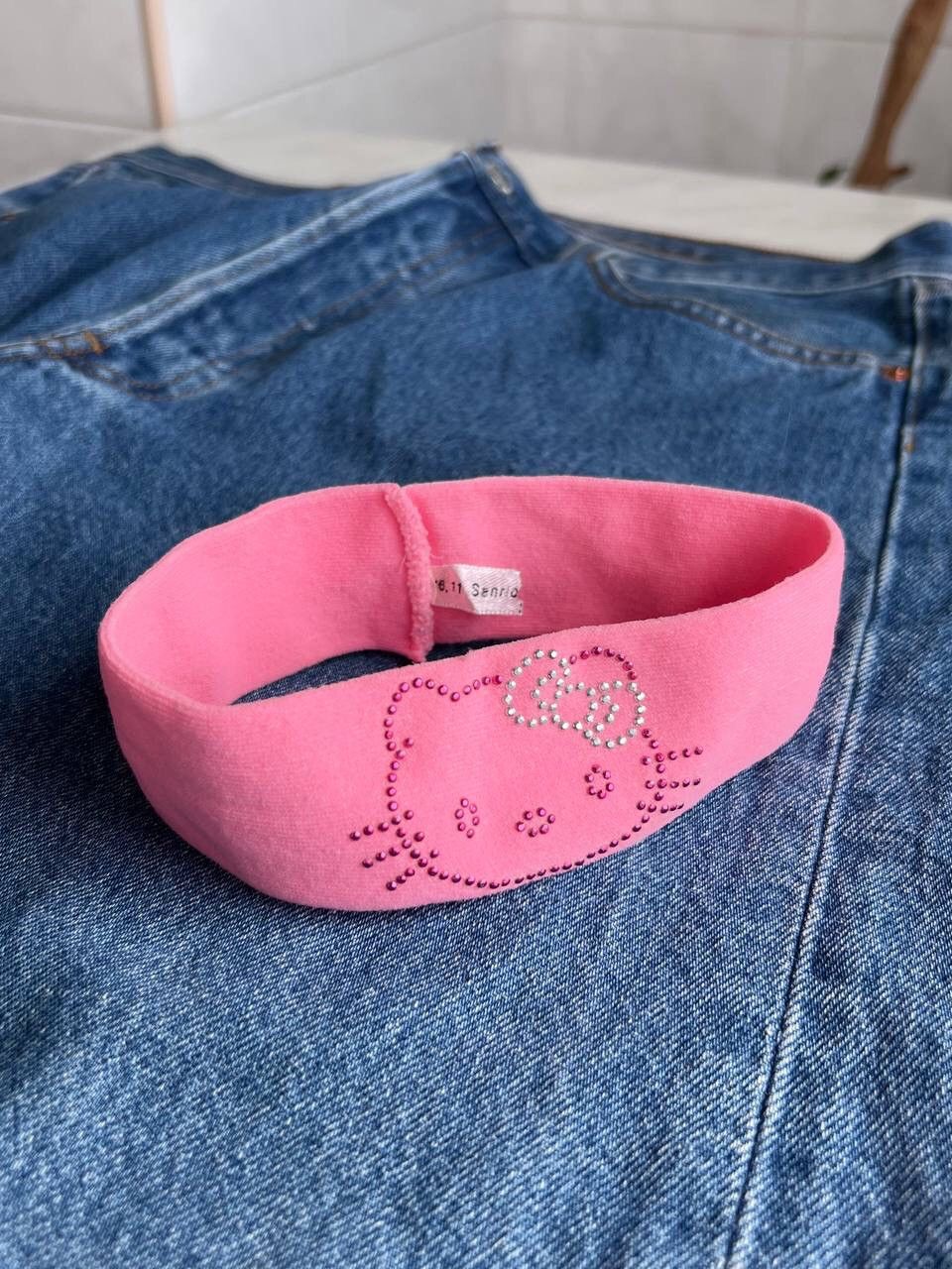 Japanese Brand × Vintage Y2k Hello Kitty Headband Hat Cat Big Logo 00s Elastic Size ONE SIZE - 1 Thumbnail