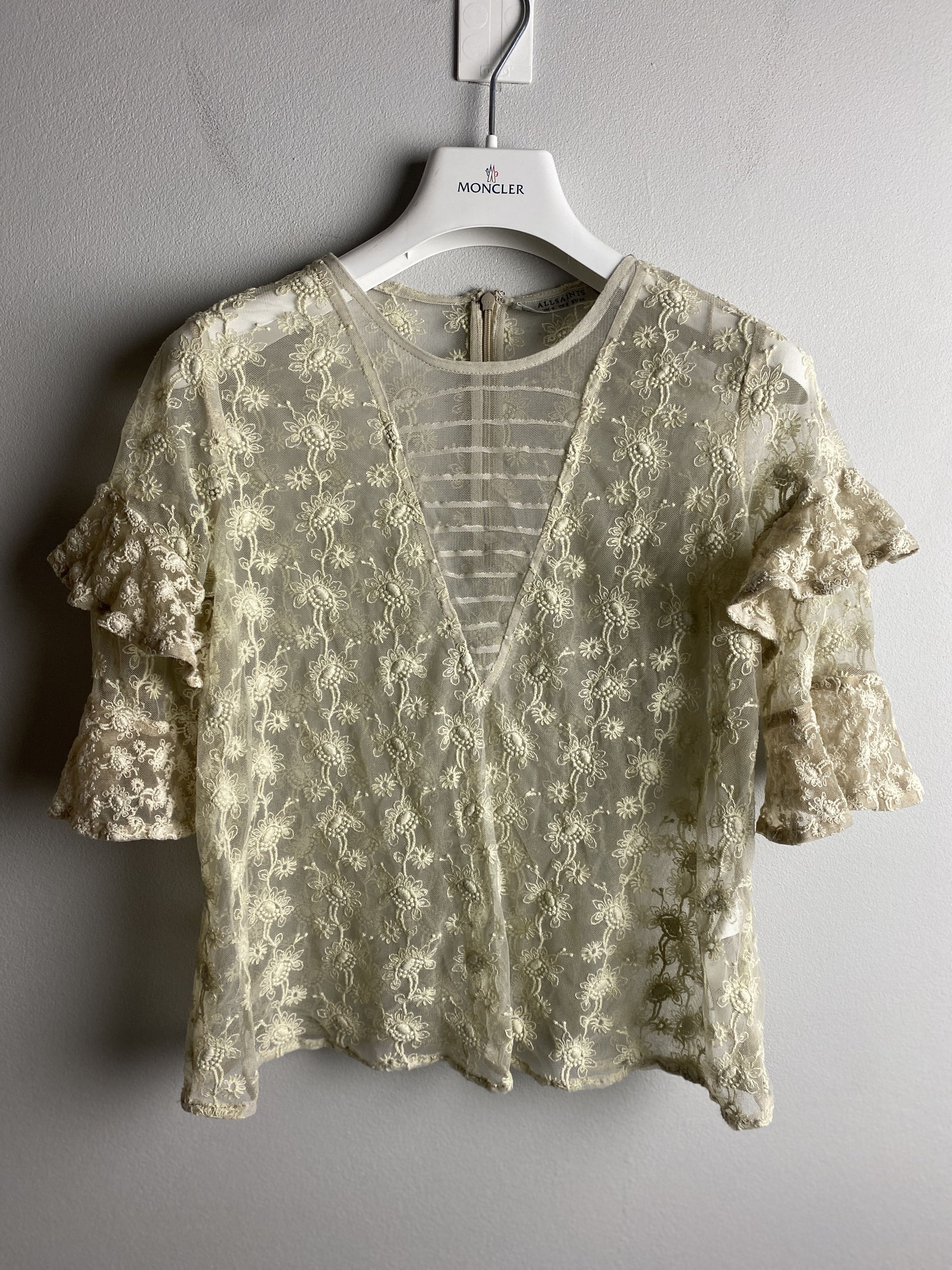Allsaints Allsaints Henrietta lace top nylon blouse t-shirt Size XS / US 0-2 / IT 36-38 - 1 Thumbnail