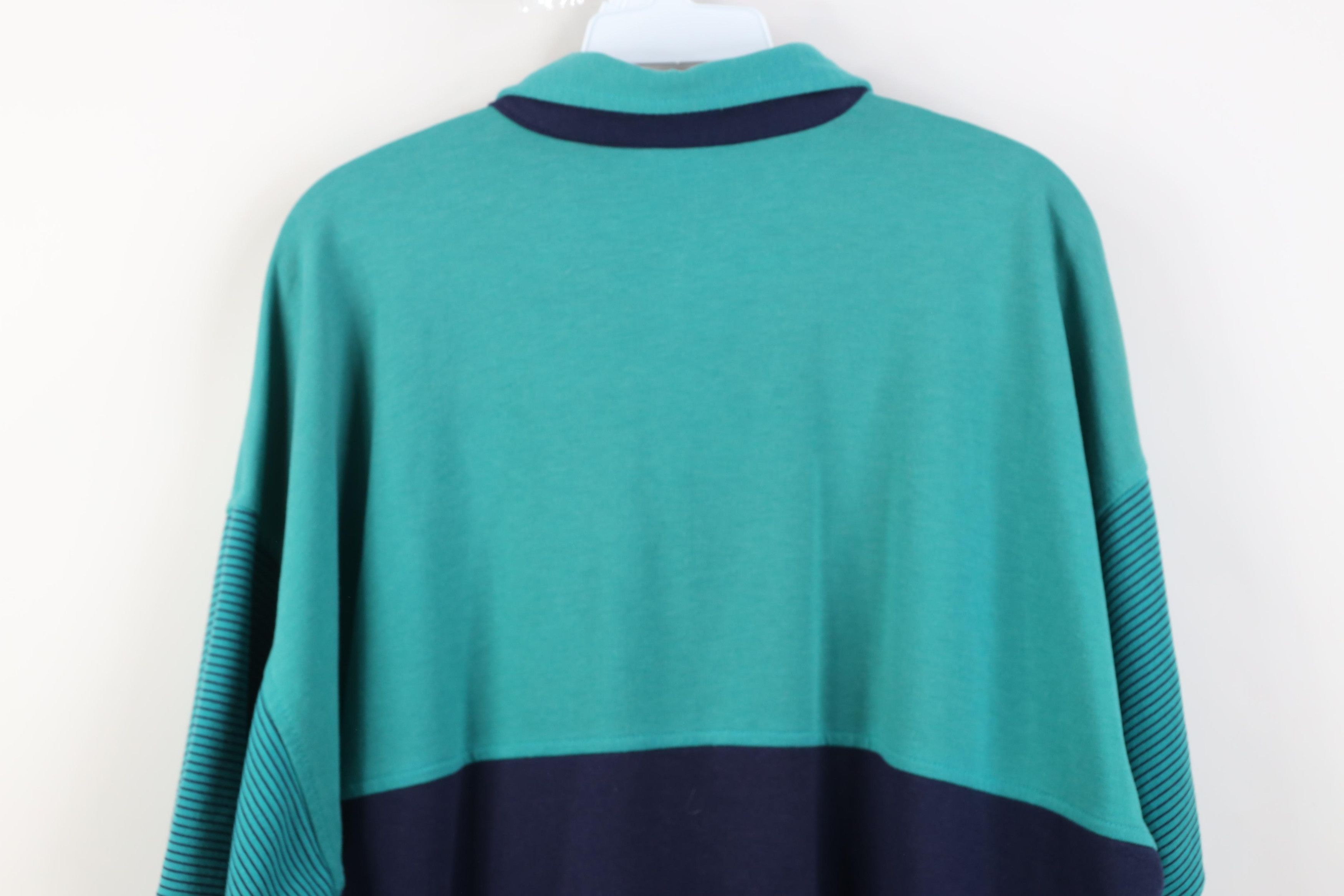 Vintage Vintage 90s Streetwear Block Pullover Polo Shirt Teal Blue Size US XL / EU 56 / 4 - 13 Thumbnail
